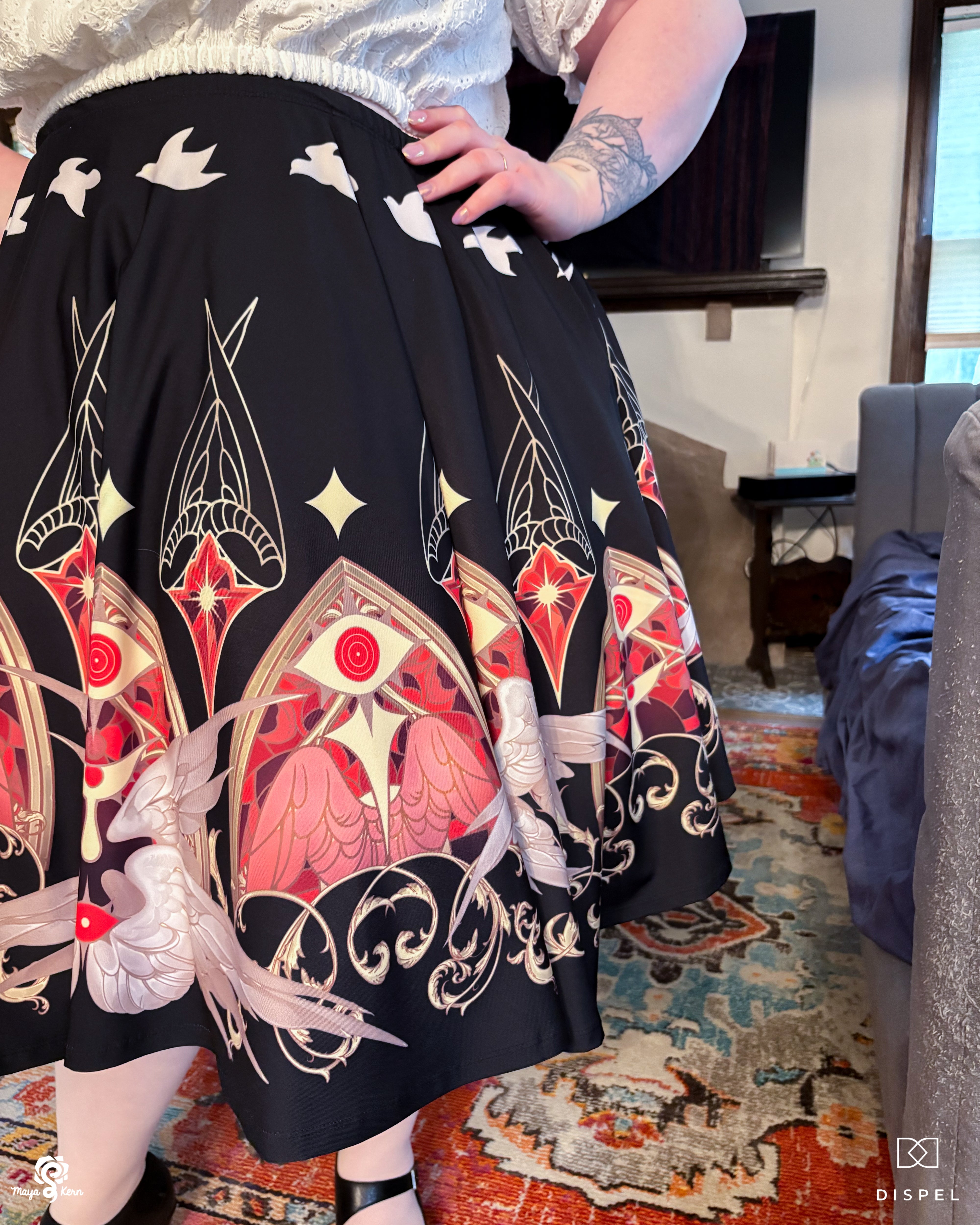 COLLAB: Dispel Dice Be Not Afraid Midi Skirt