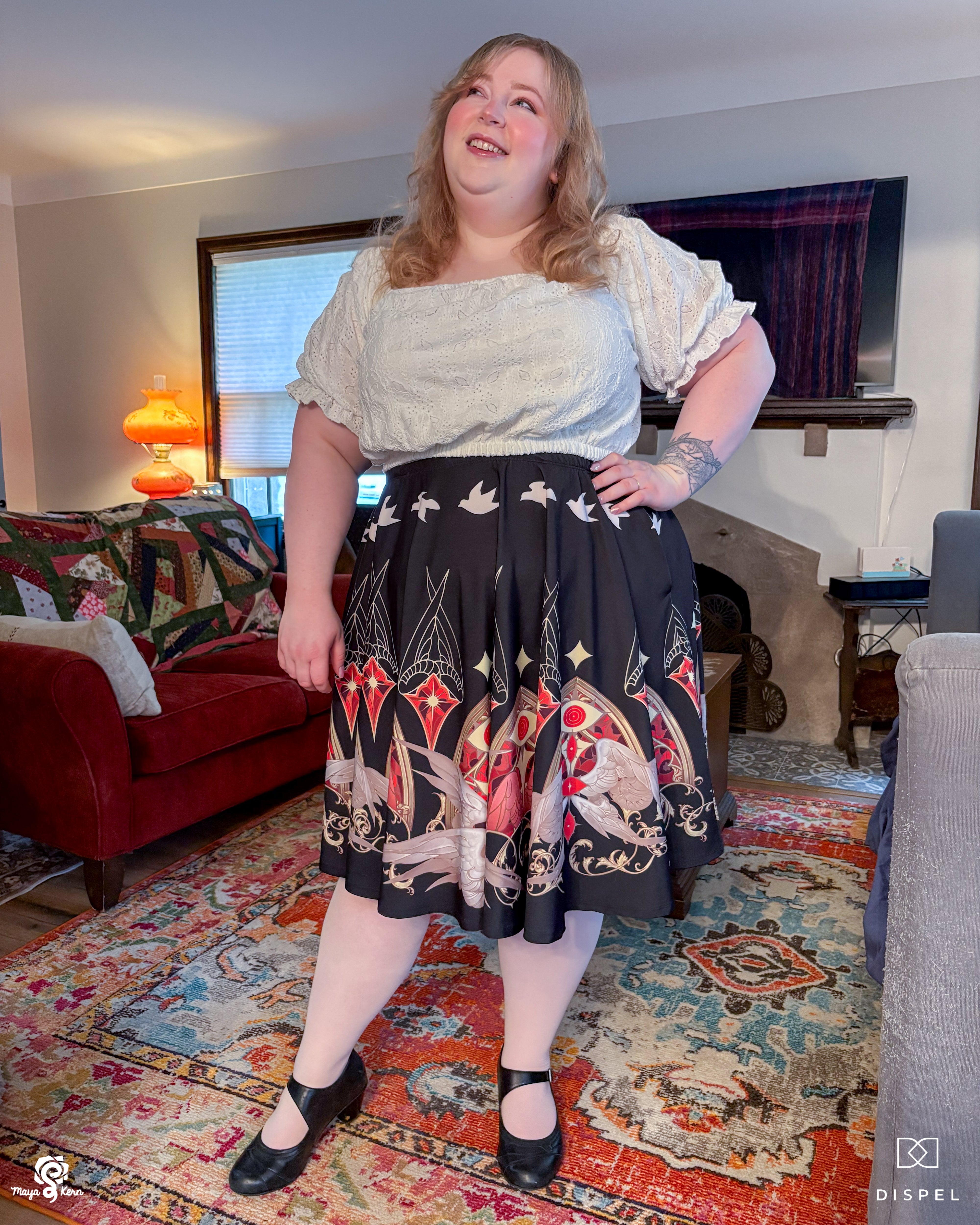 COLLAB: Dispel Dice Be Not Afraid Midi Skirt