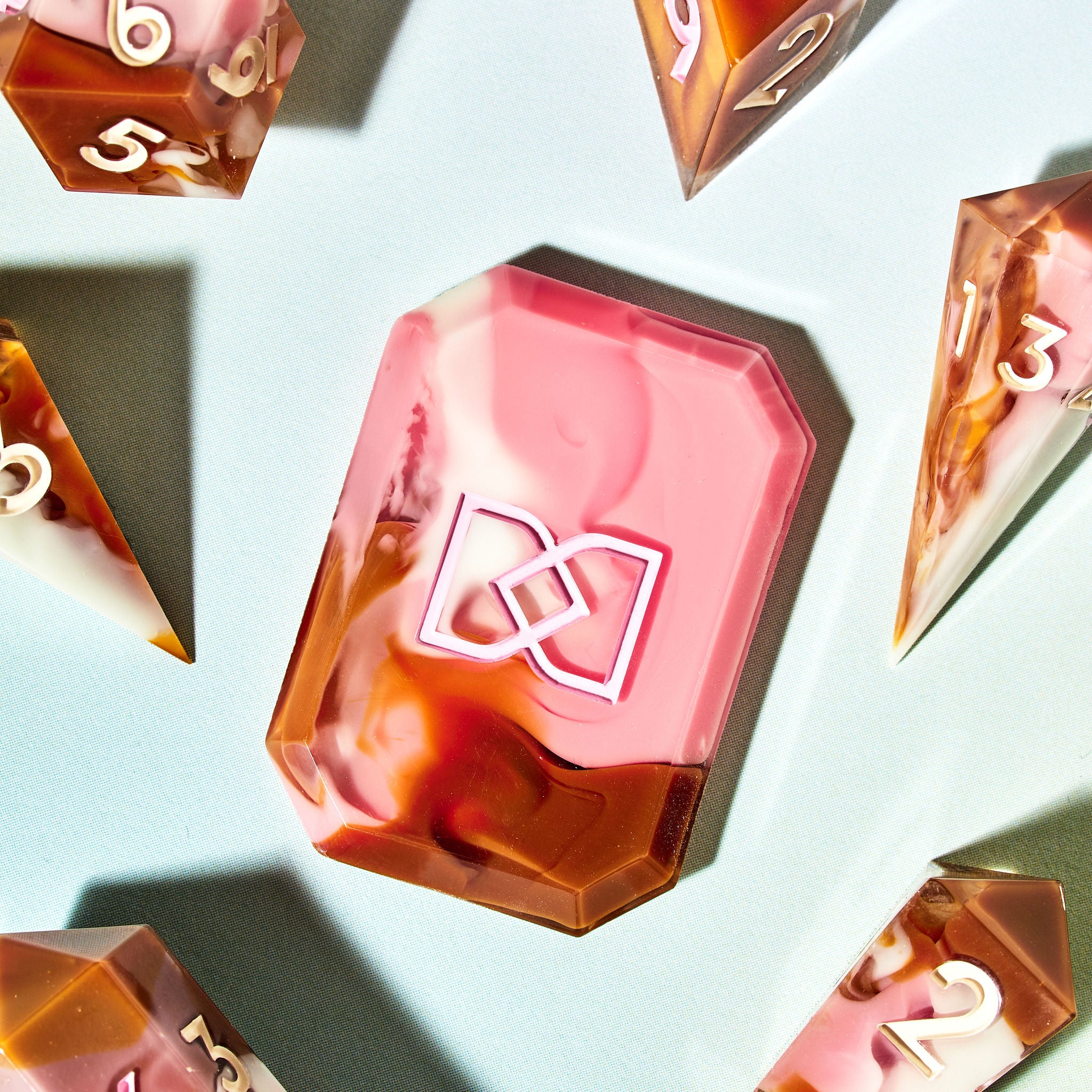 Neapolitan Sundae 7-Piece Jewel Shape Dice Set