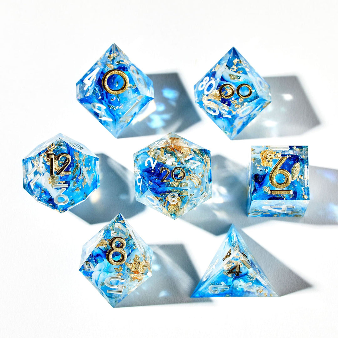 Arctic Bloom V2 7-Piece Polyhedral Dice Set - Dispel Dice - Premium DnD Dice & Accessories