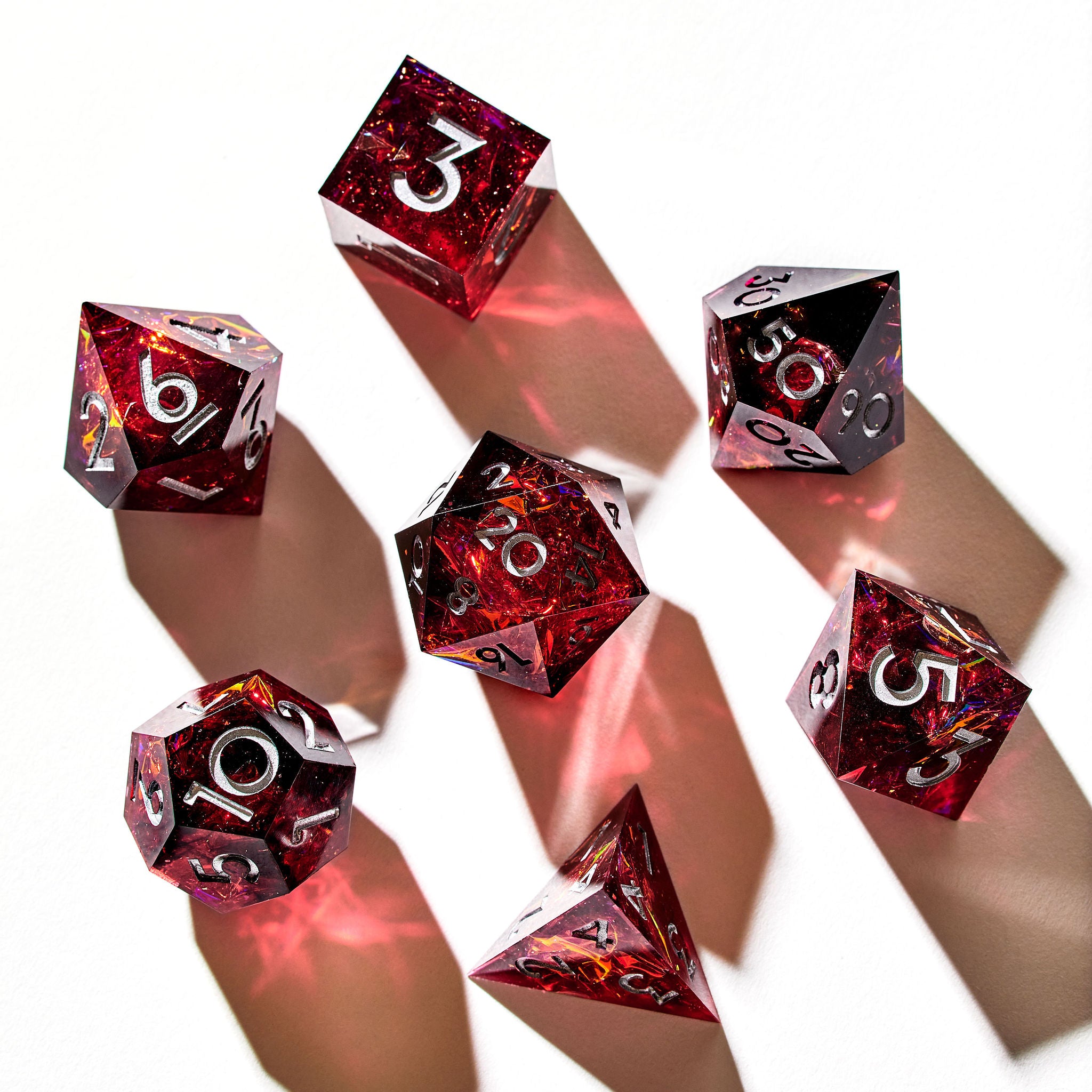 Crimson Nebula 7-Piece Polyhedral Dice Set - Dispel Dice - Premium DnD Dice & Accessories # #