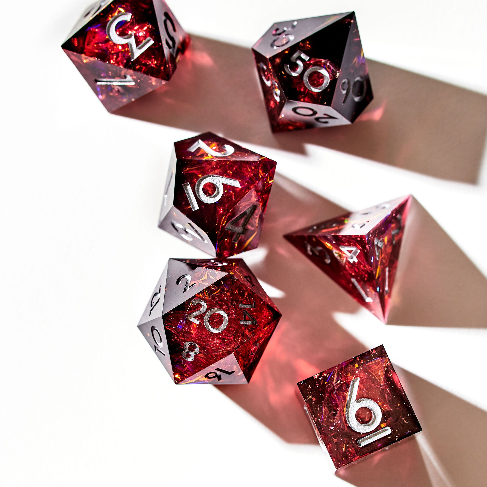Crimson Nebula 7-Piece Polyhedral Dice Set - Dispel Dice - Premium DnD Dice & Accessories # #