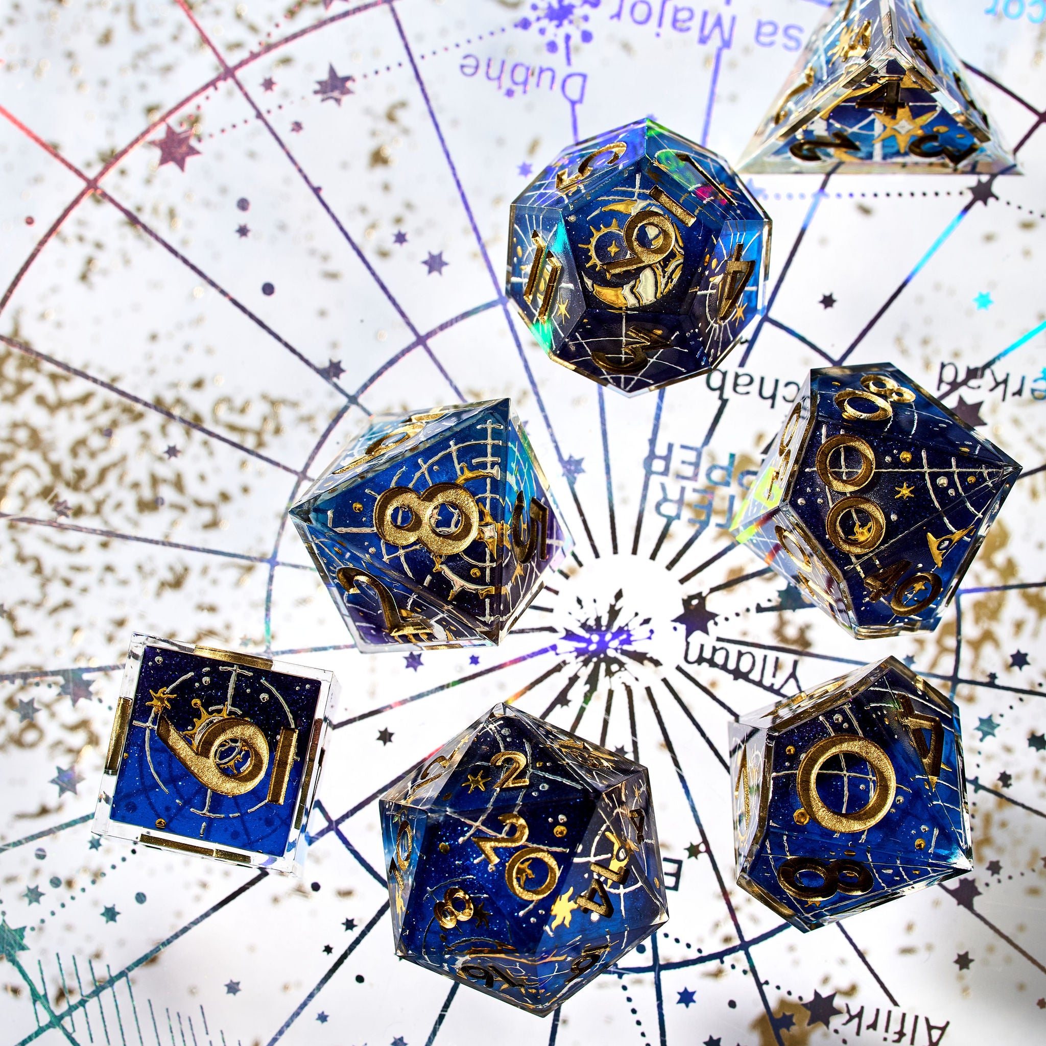 Pointy Hat x Dispel Dice "Arcane Constellations" 7-Piece Iconic Dice Set