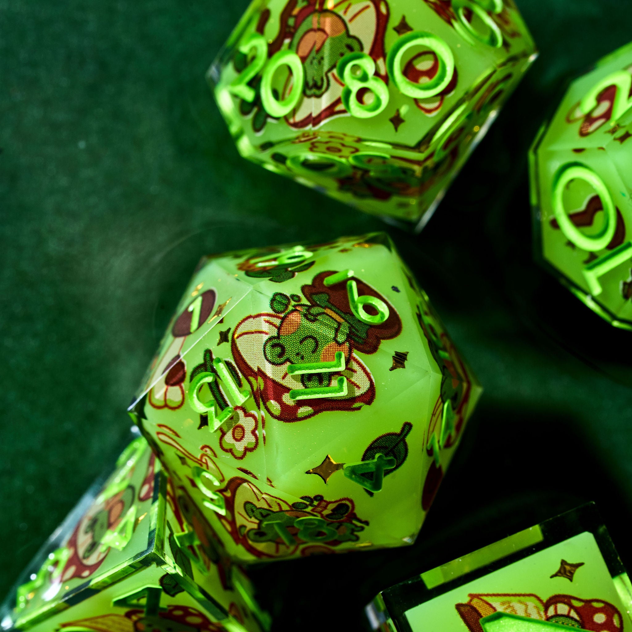 Toadstool Frogs 7-Piece Iconic Dice Set
