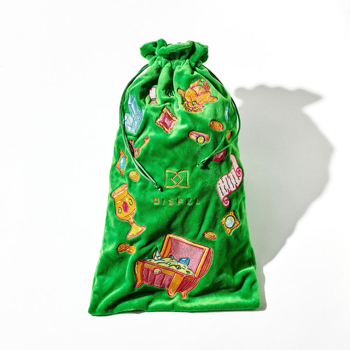 Green velvet-like "Loot Bag" | Dispel Dice
