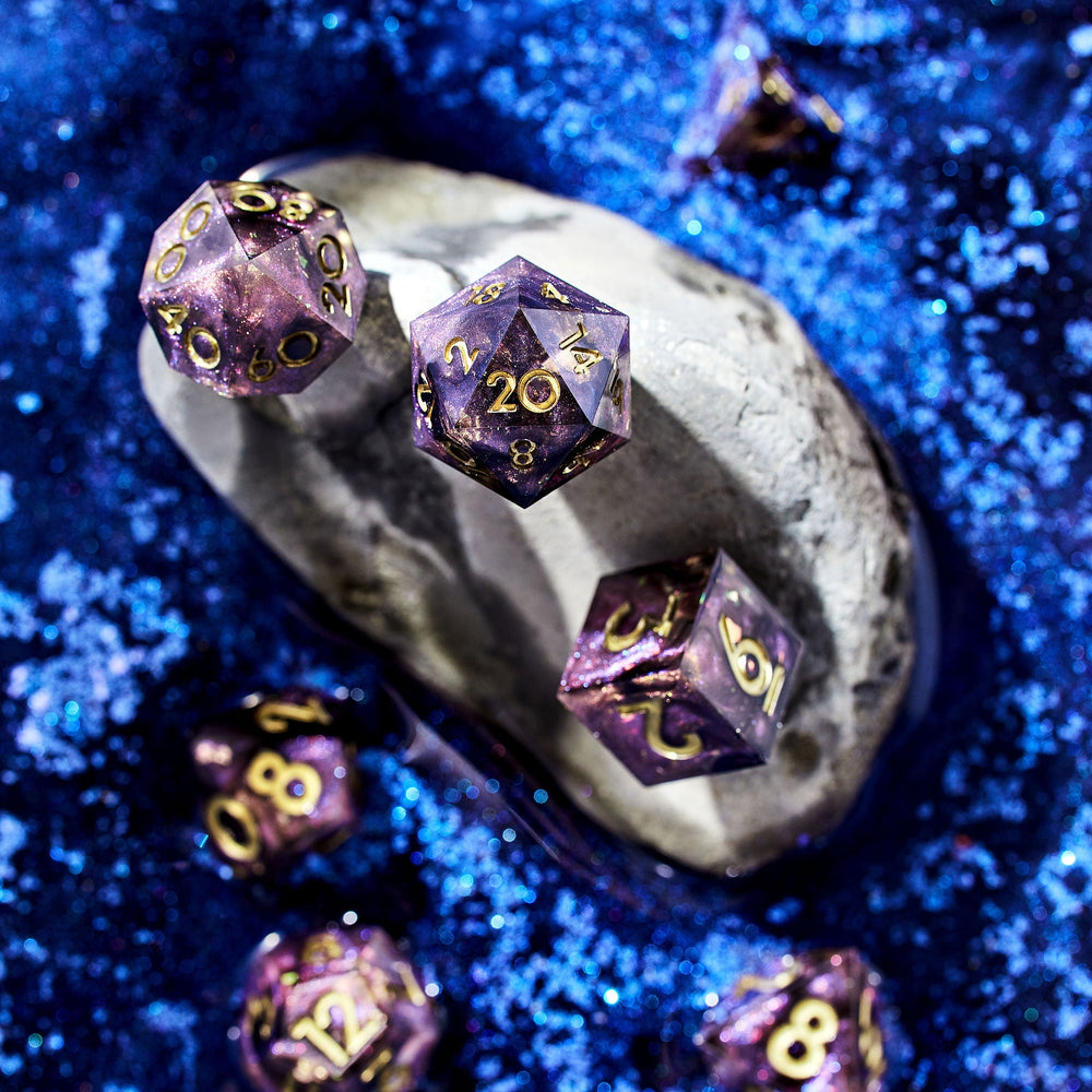 Gen Con Exclusive Cosmic Dust 7-Piece Polyhedral Dice Set - Dispel Dice - Premium DnD Dice & Accessories