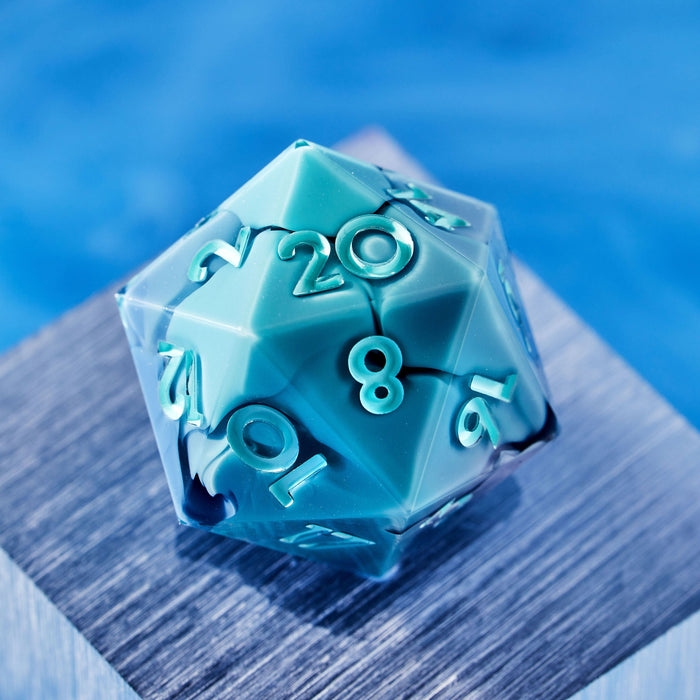 Blue Marble Swirl Polyhedral Dice Set - 7 Piece RPG Dice With D20, D12, D10, D8, D6, D4, D00 For D&D, Pathfinder - View #5