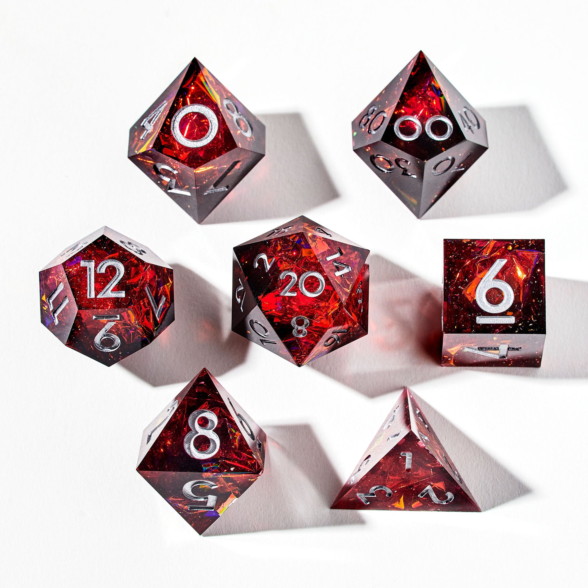 Crimson Nebula 7-Piece Polyhedral Dice Set - Dispel Dice - Premium DnD Dice & Accessories # #
