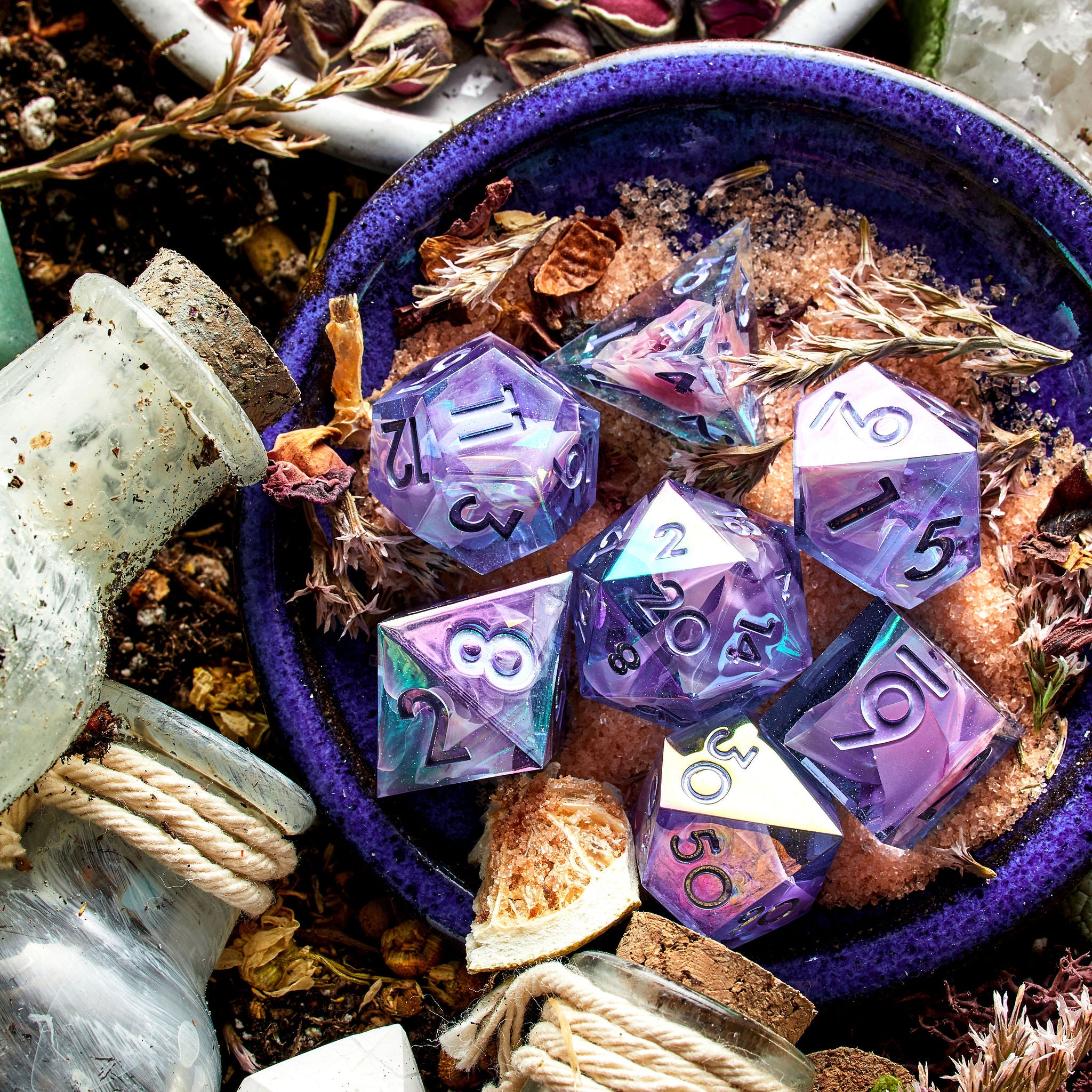 Crystalline Wings 7-Piece Iridescent Dice Set - Dispel Dice - Premium DnD Dice & Accessories
