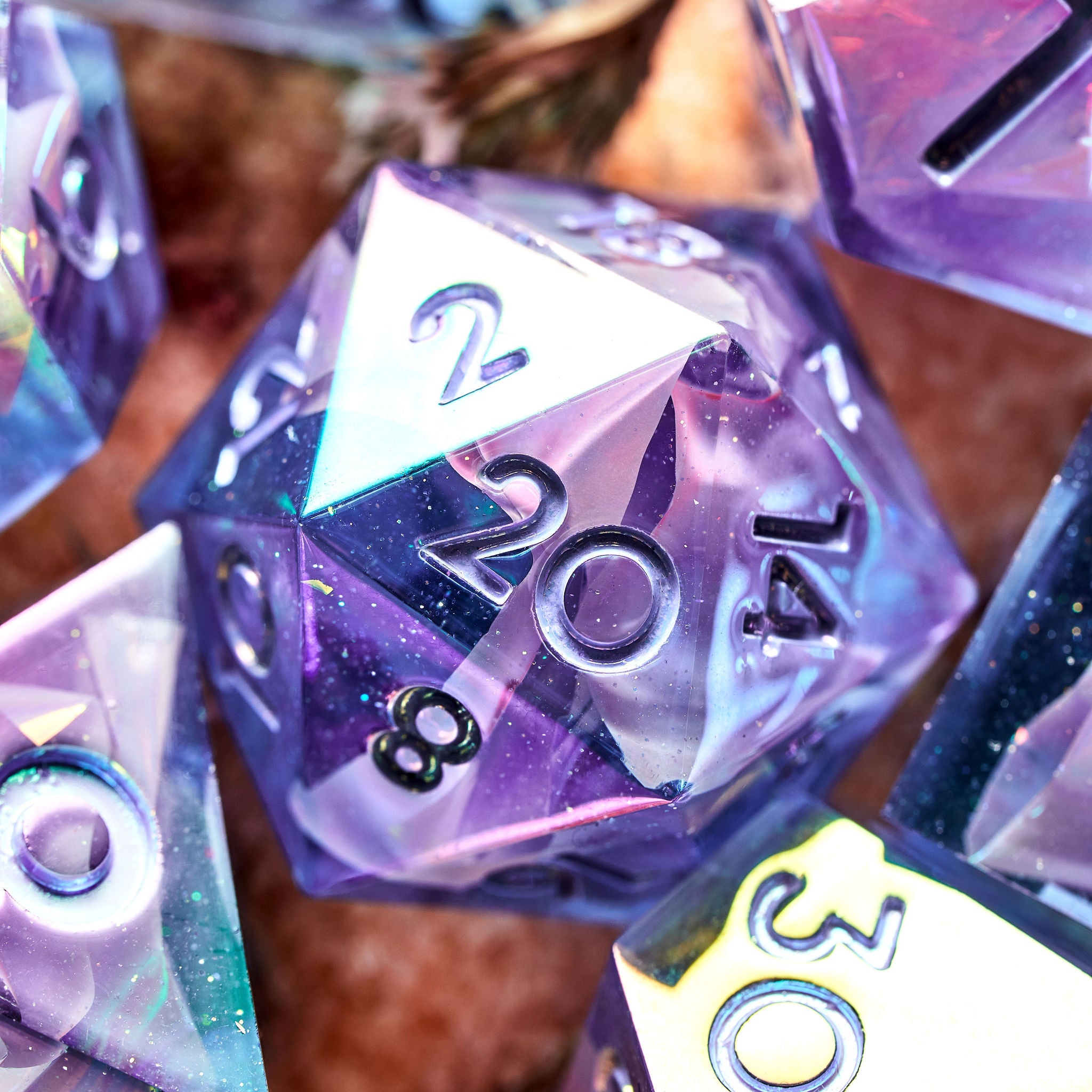 Crystalline Wings 7-Piece Iridescent Dice Set - Dispel Dice - Premium DnD Dice & Accessories