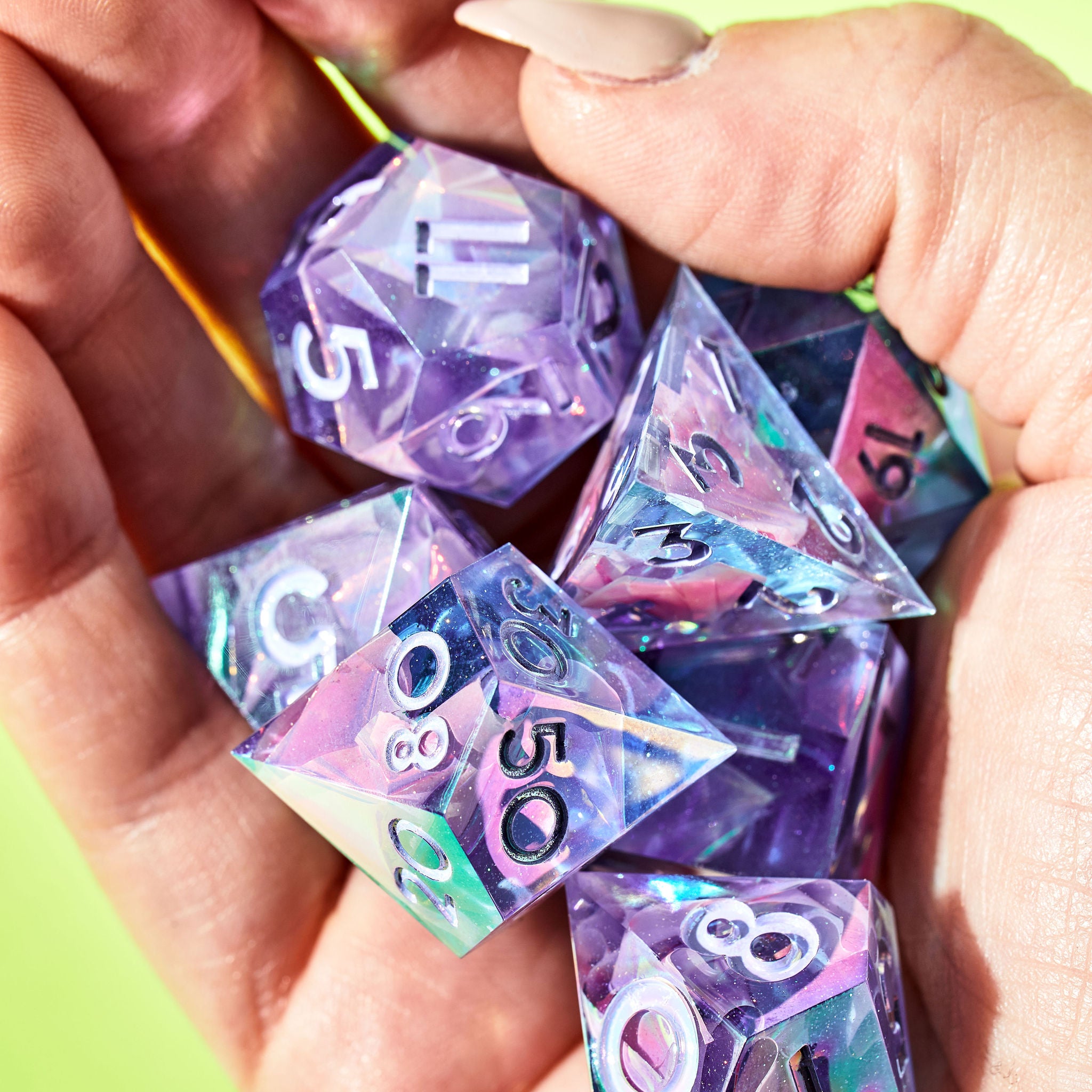 Crystalline Wings 7-Piece Iridescent Dice Set - Dispel Dice - Premium DnD Dice & Accessories