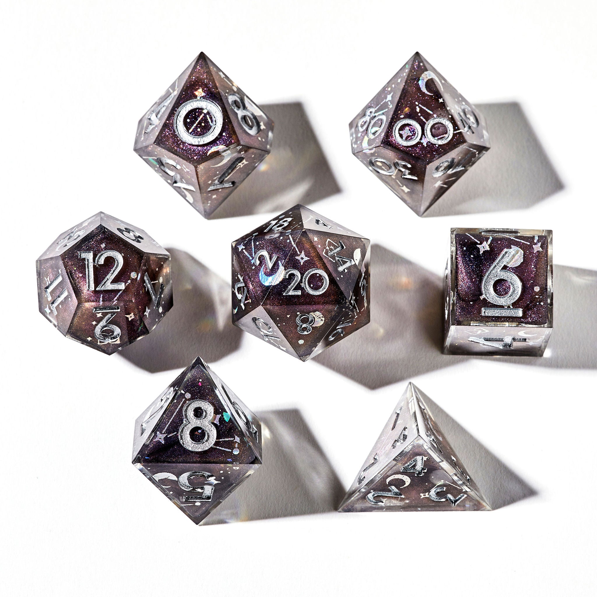 Celestial Sphere 7-Piece Polyhedral Dice Set - Dispel Dice - Premium DnD Dice & Accessories