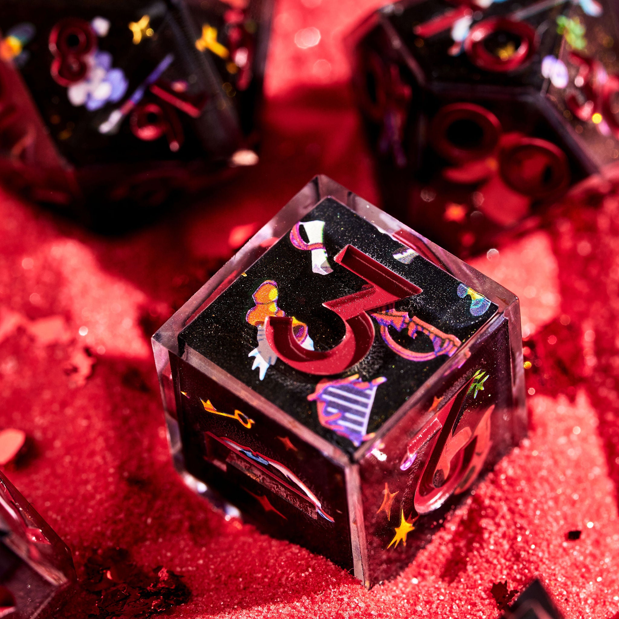 "DPS" RPG-inspired Iconic 7-Piece Dice Set - Dispel Dice - Premium DnD Dice & Accessories