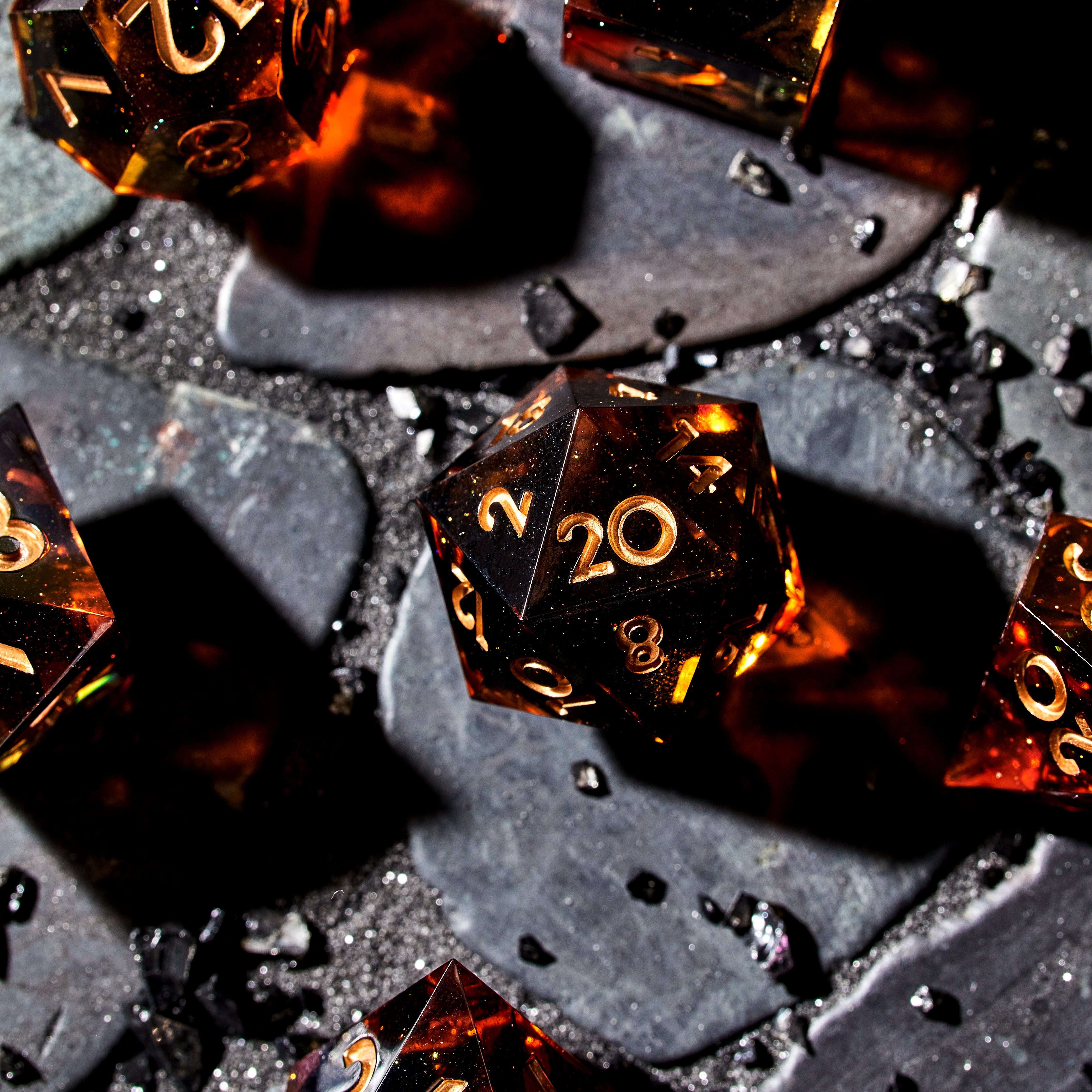 Infernal Fury 7-Piece Polyhedral Dice Set - Dispel Dice - Premium DnD Dice & Accessories