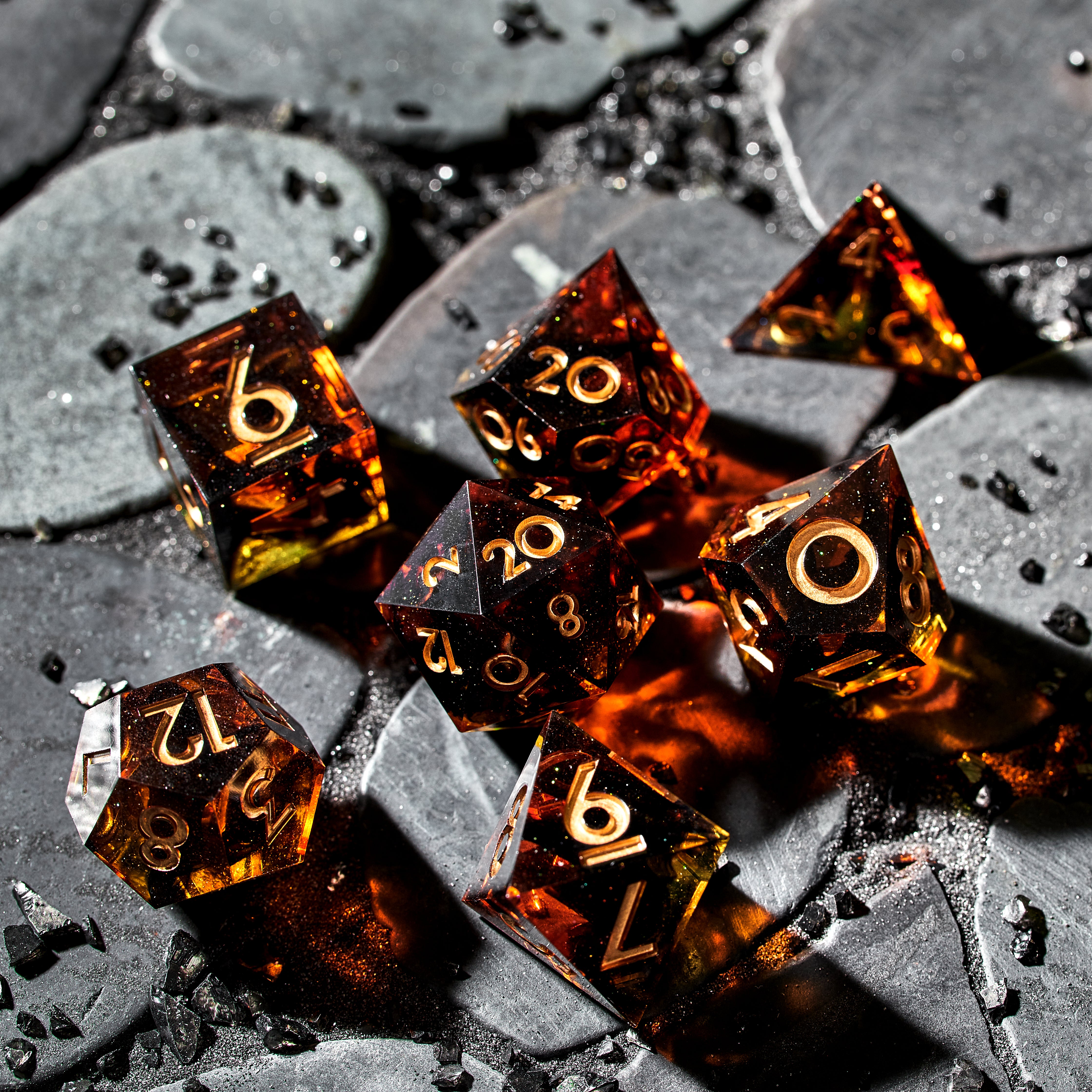 Infernal Fury 7-Piece Polyhedral Dice Set - Dispel Dice - Premium DnD Dice & Accessories
