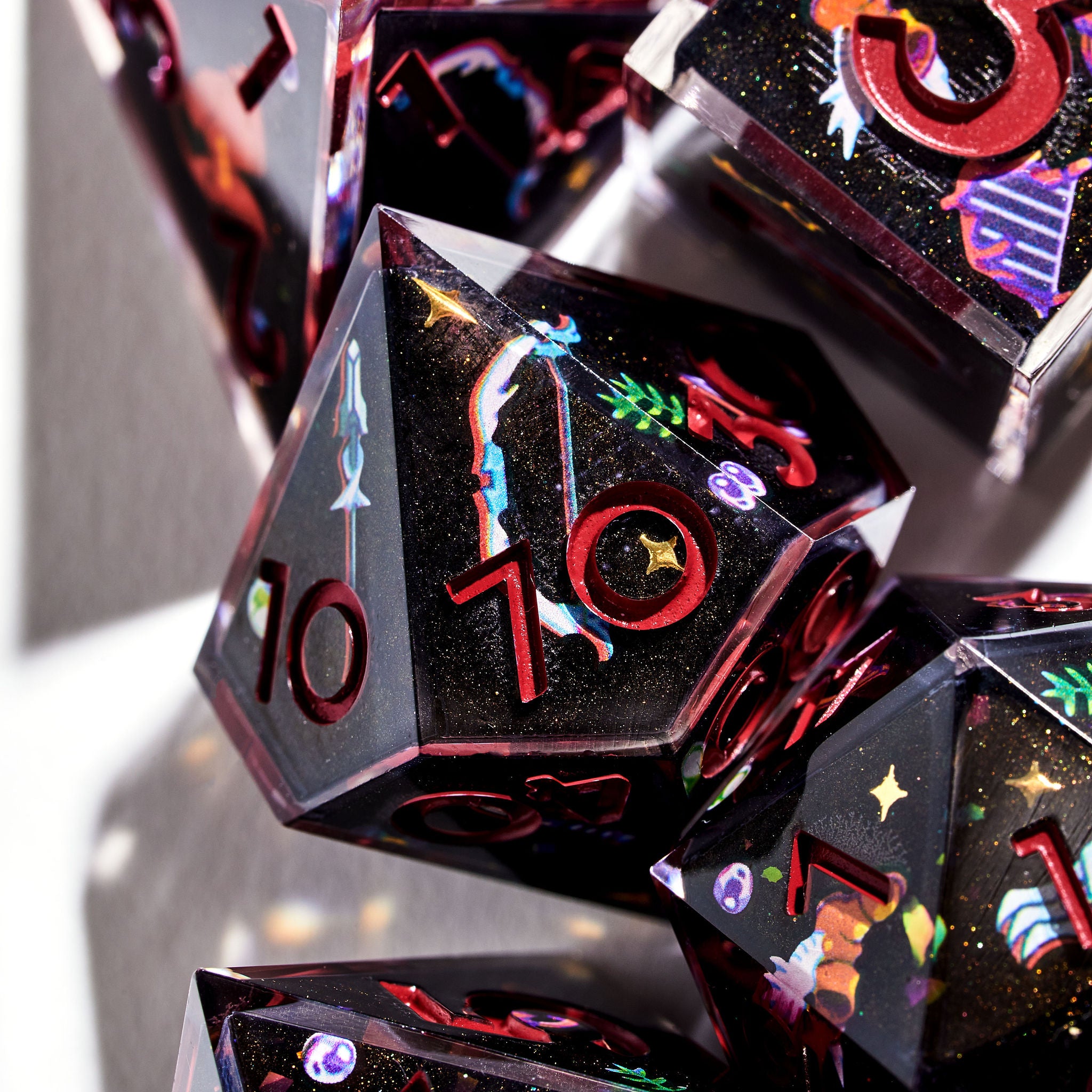 "DPS" RPG-inspired Iconic 7-Piece Dice Set - Dispel Dice - Premium DnD Dice & Accessories