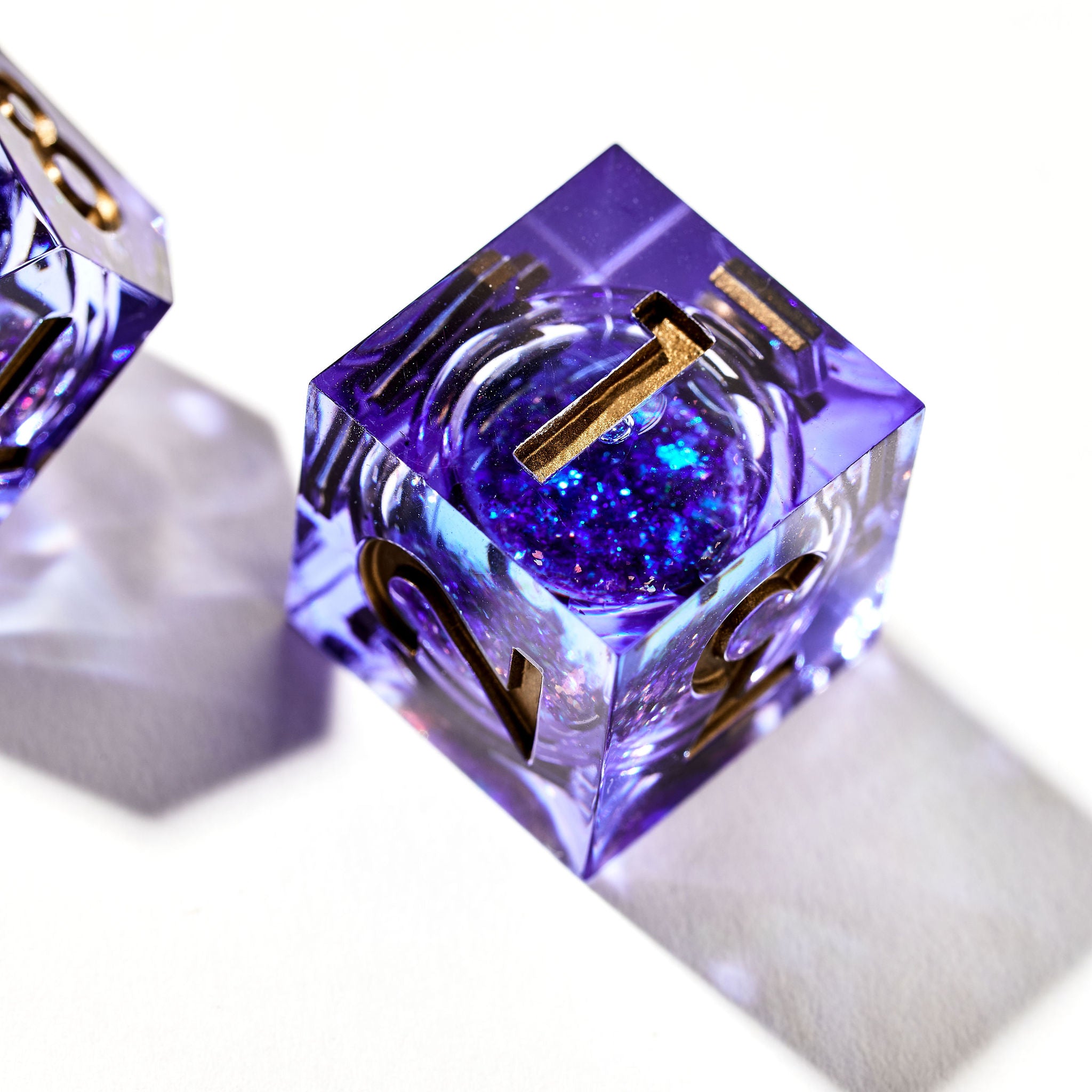 The Weave Blue Liquid Core DnD D6 on a white background | Dispel Dice