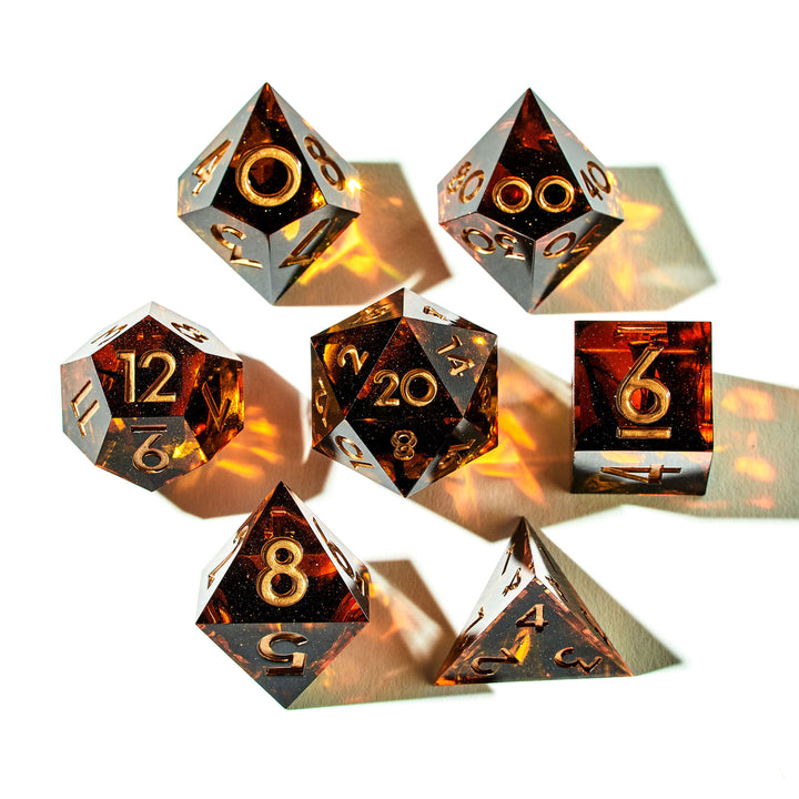 Infernal Fury 7-Piece Polyhedral Dice Set - Dispel Dice - Premium DnD Dice & Accessories