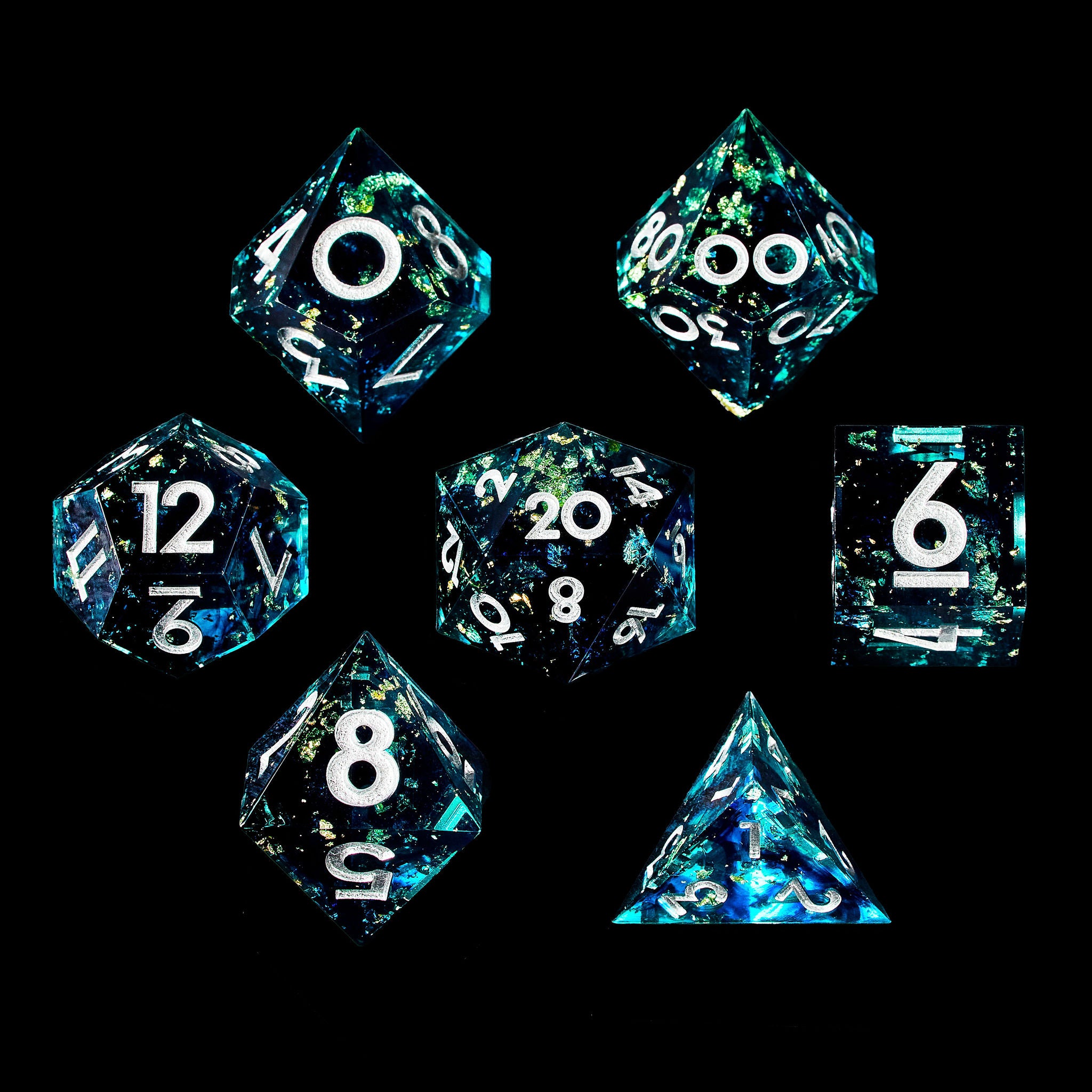 Abyssal Tide 7-Piece Polyhedral Dice Set - Dispel Dice - Premium DnD Dice & Accessories
