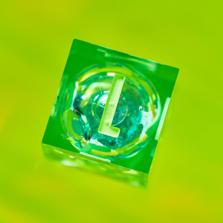 Green Gamer Juice 7-Piece Liquid Core Dice Set - Dispel Dice - Premium DnD Dice & Accessories