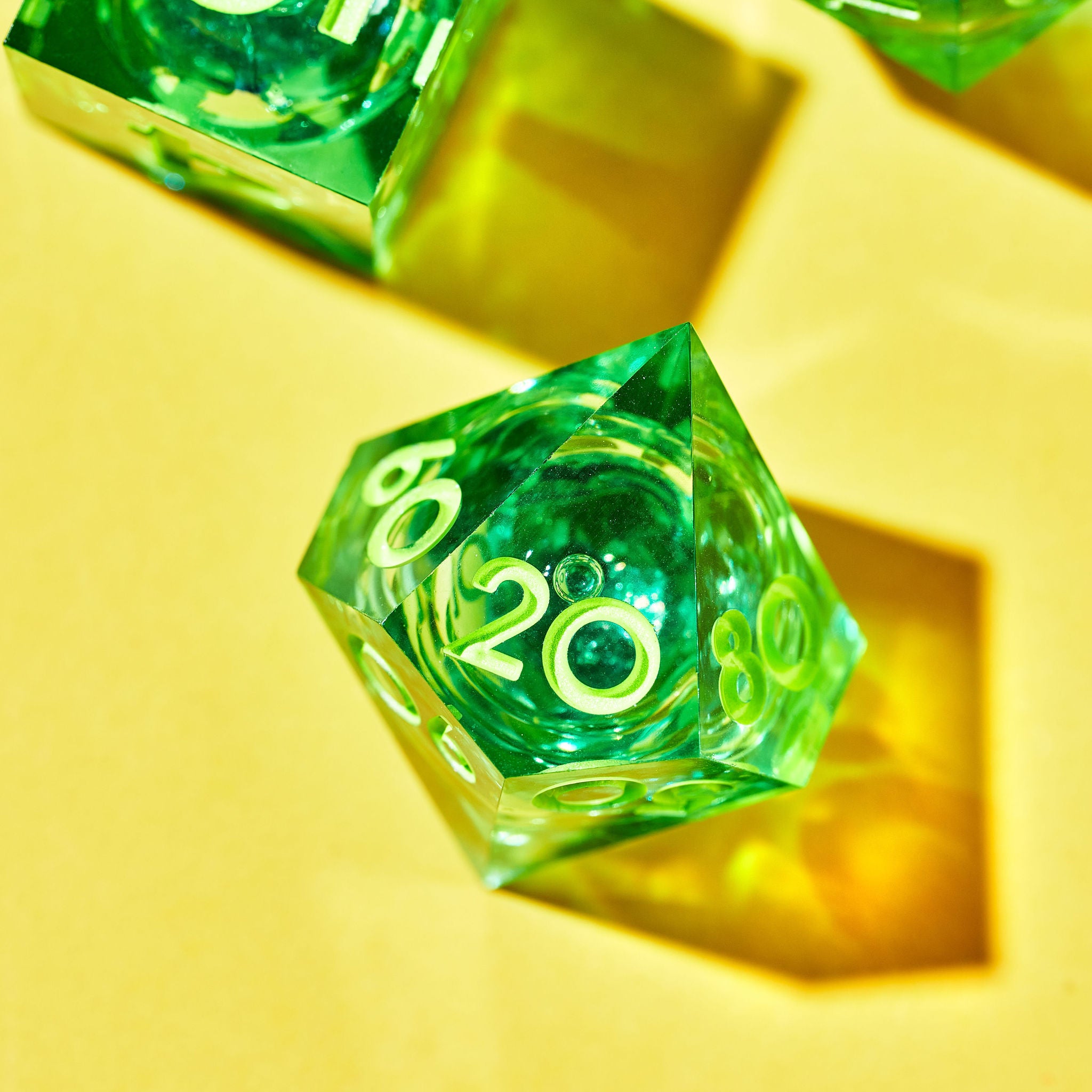 Green Gamer Juice 7-Piece Liquid Core Dice Set - Dispel Dice - Premium DnD Dice & Accessories