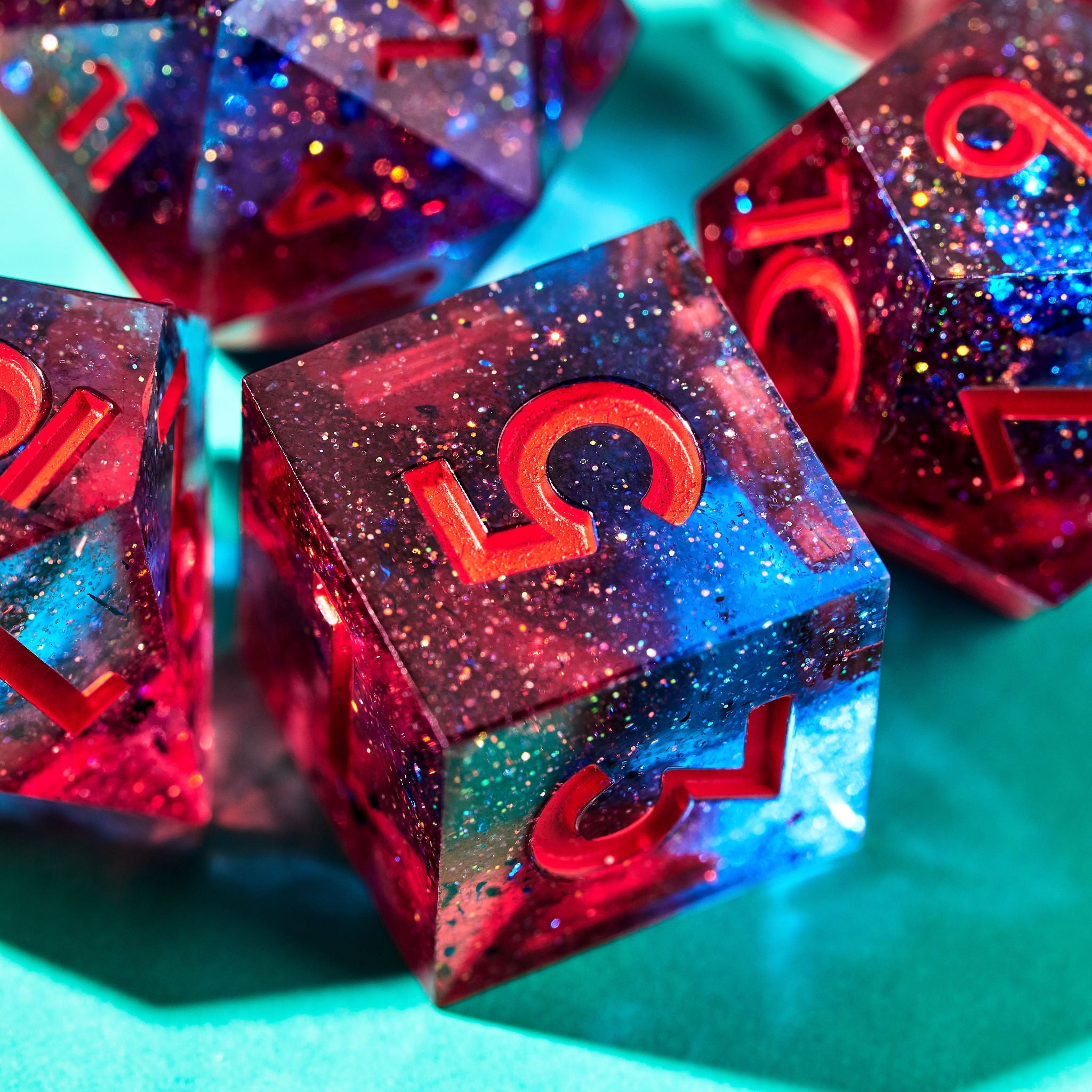 Red Shift 7-Piece Polyhedral Dice Set - Dispel Dice - Premium DnD Dice & Accessories