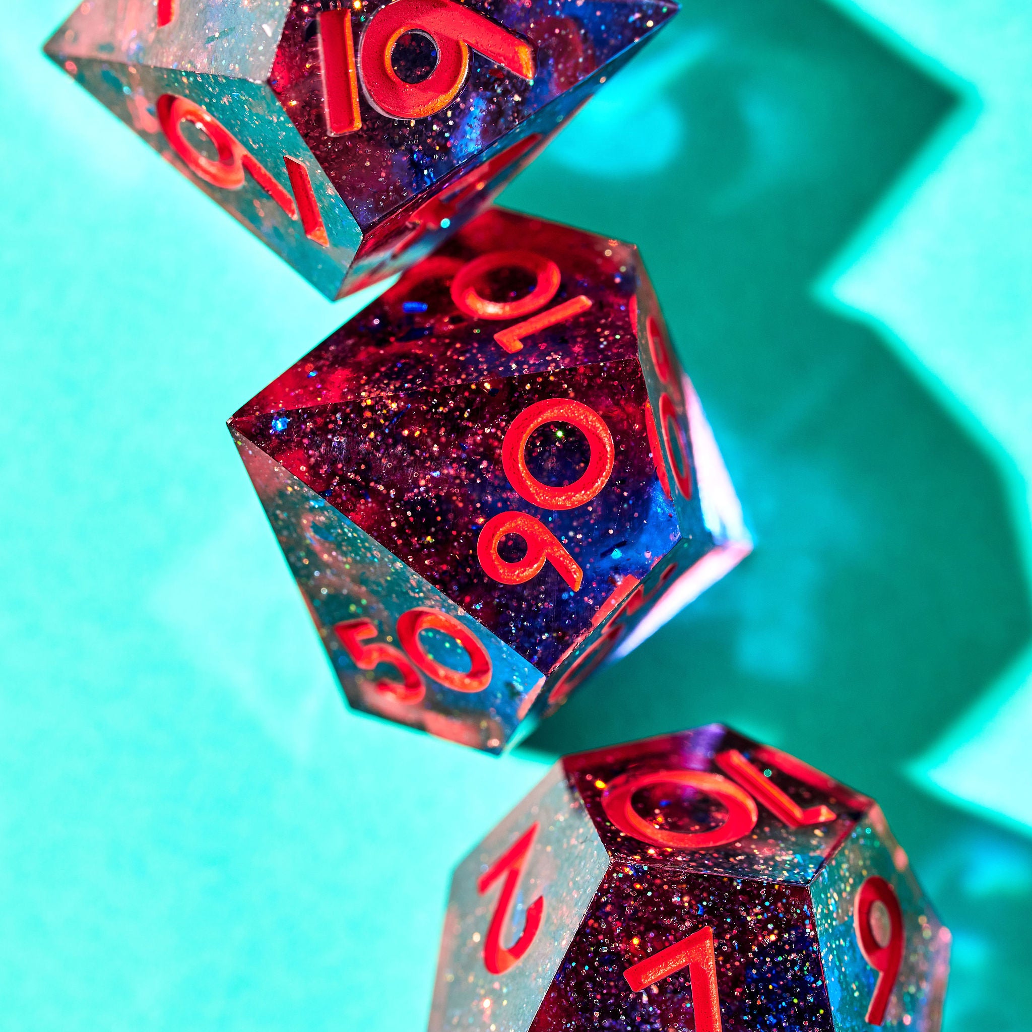 Red Shift 7-Piece Polyhedral Dice Set - Dispel Dice - Premium DnD Dice & Accessories