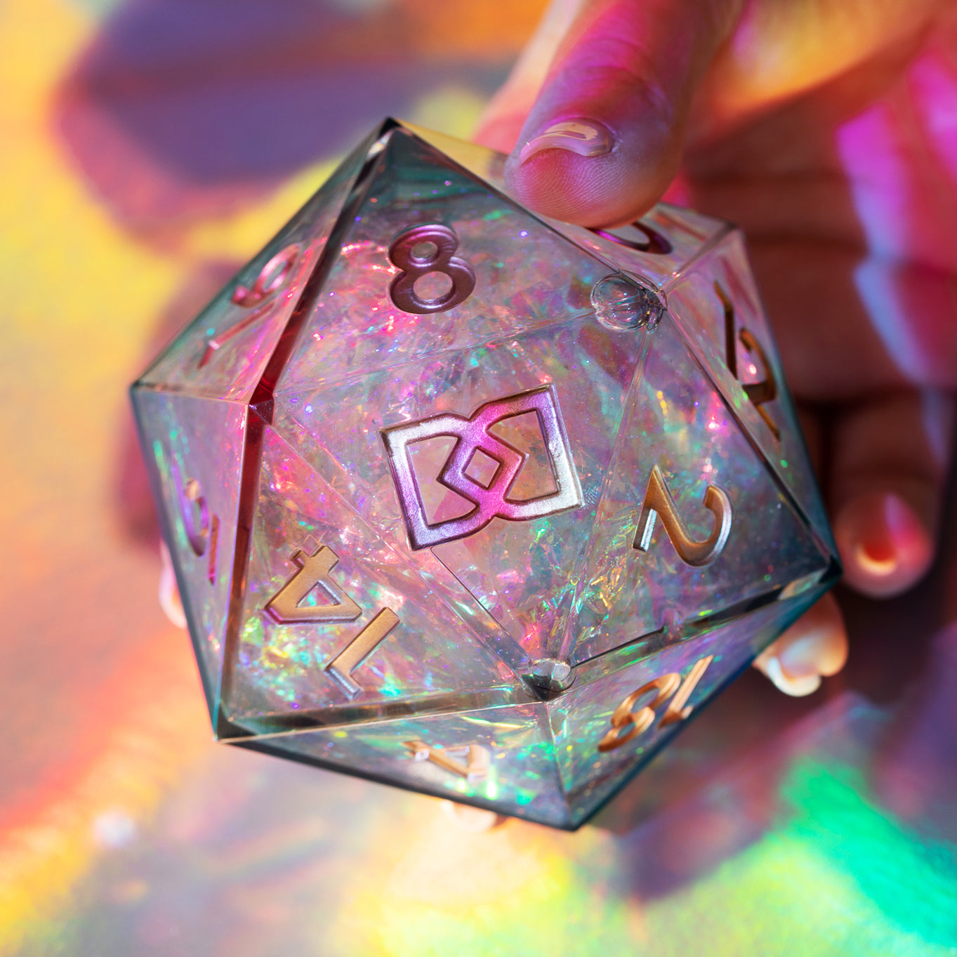 Enemies to Lovers Liquid Core 95mm Chonk D20 - Dispel Dice - Premium DnD Dice & Accessories