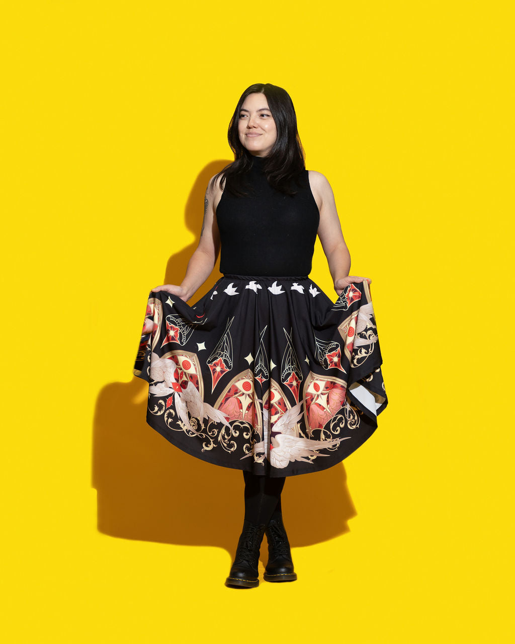 COLLAB: Dispel Dice Be Not Afraid Midi Skirt