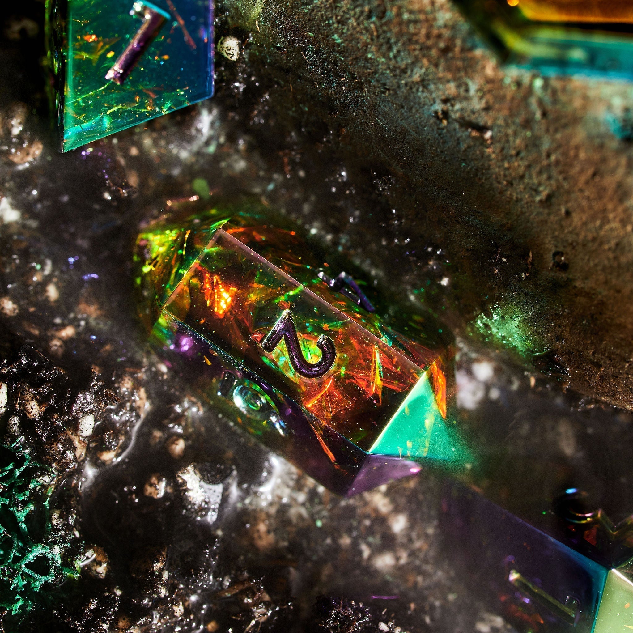 Blackflame 7-Piece Jewel-shaped Dice Set - Dispel Dice - Premium DnD Dice & Accessories