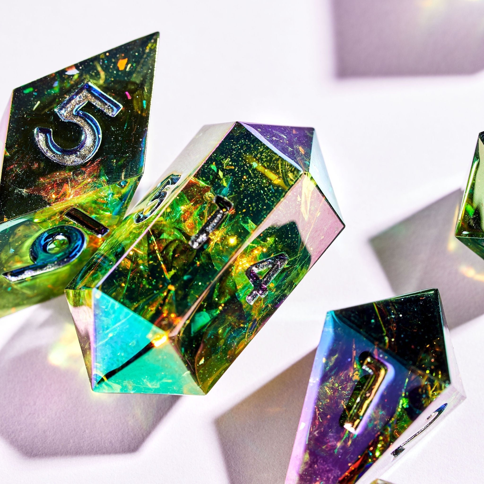 Blackflame 7-Piece Jewel-shaped Dice Set - Dispel Dice - Premium DnD Dice & Accessories