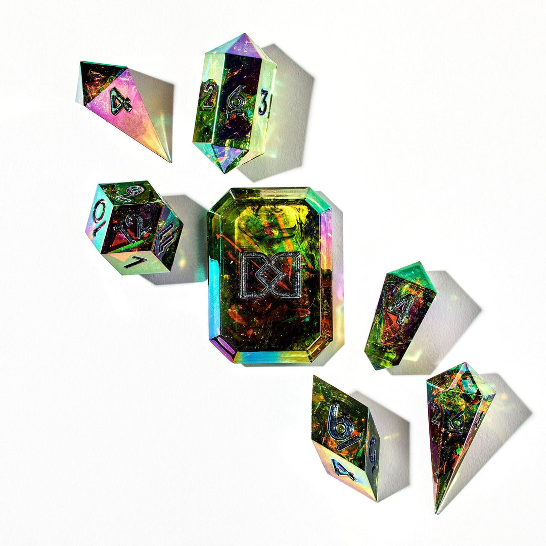 Blackflame 7-Piece Jewel-shaped Dice Set - Dispel Dice - Premium DnD Dice & Accessories