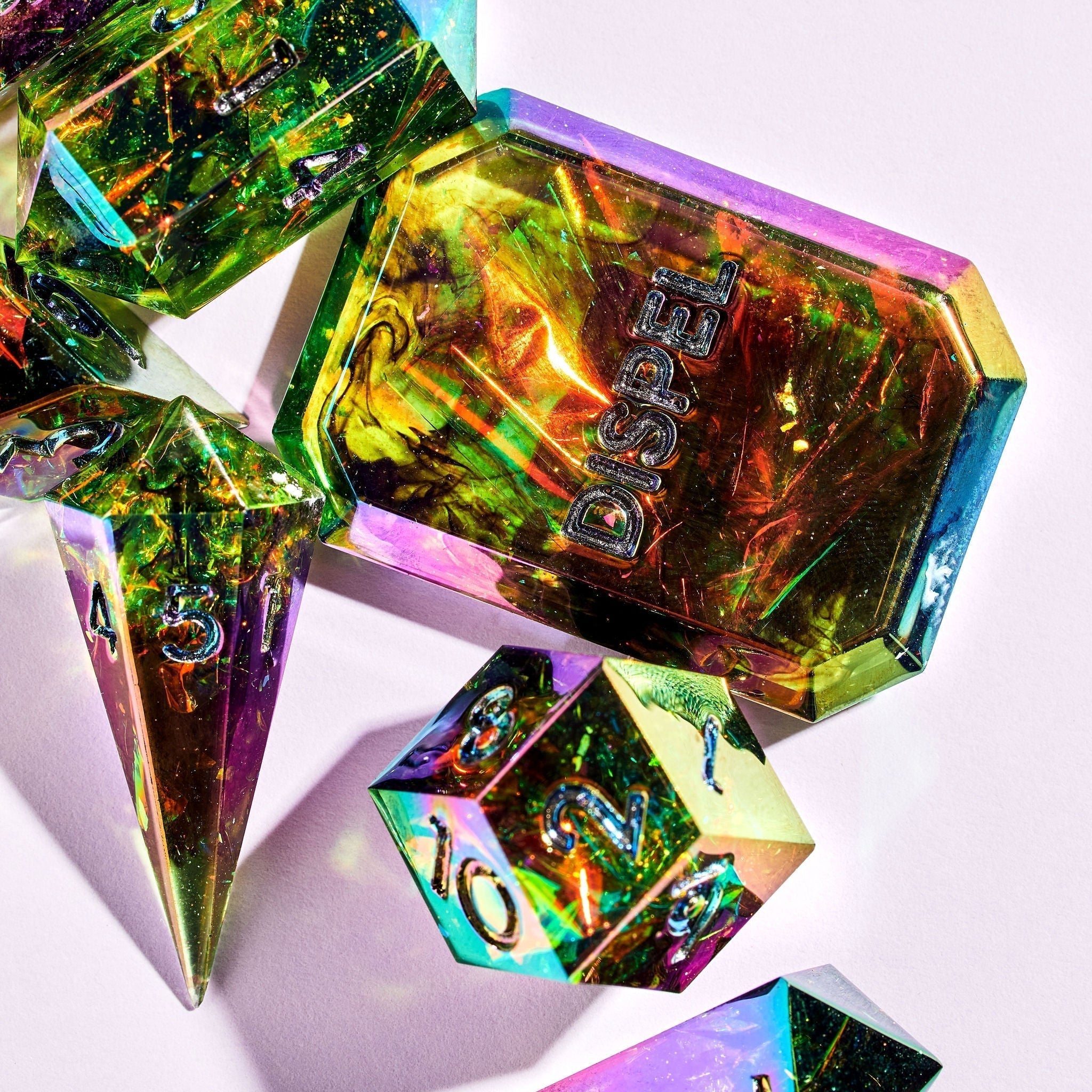 Blackflame 7-Piece Jewel-shaped Dice Set - Dispel Dice - Premium DnD Dice & Accessories