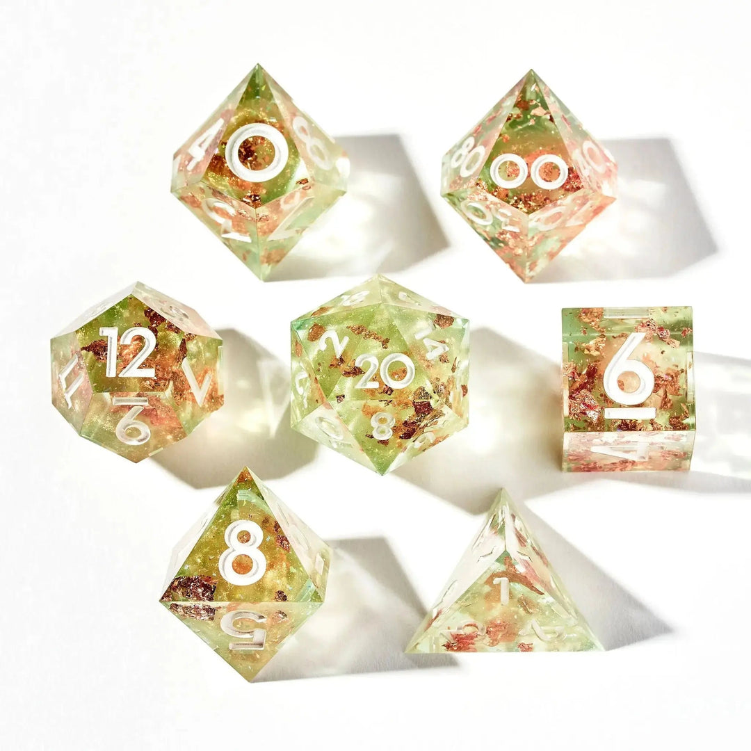 Cantaloupe Sorbet 7-Piece Polyhedral Dice Set - Dispel Dice - Premium DnD Dice & Accessories