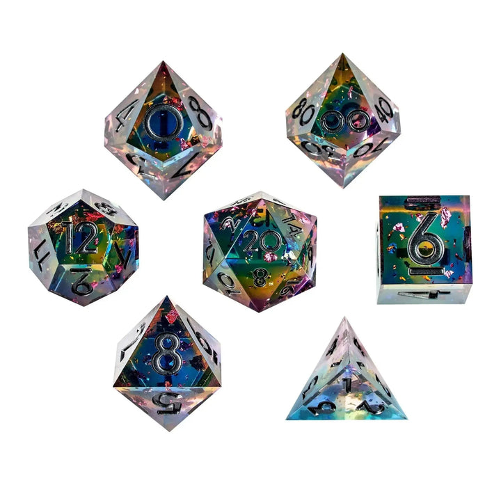 CMYK Dark 7-Piece Polyhedral Dice Set - Dispel Dice - Premium DnD Dice & Accessories