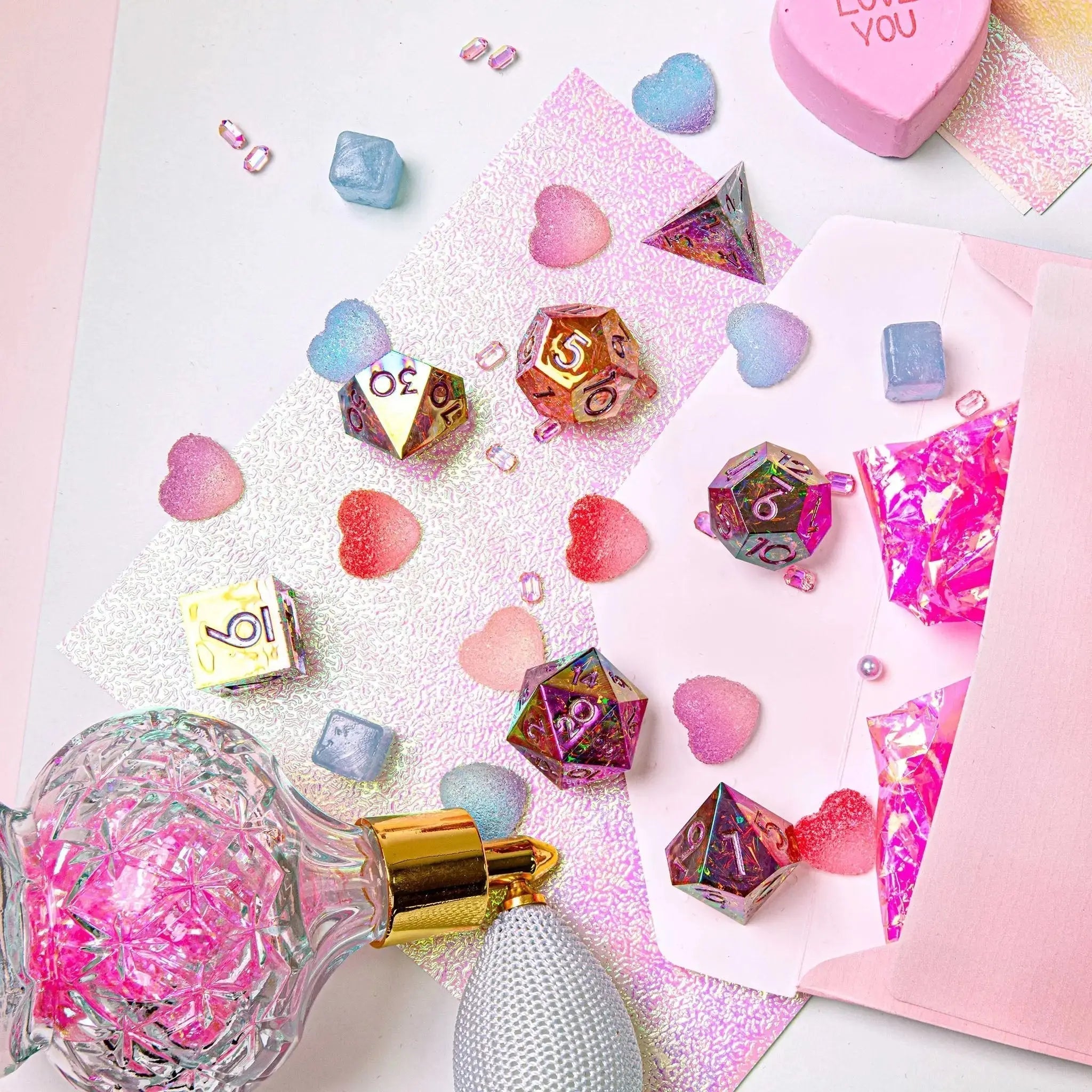 Confession 7-Piece Iridescent Dice Set - Dispel Dice - Premium DnD Dice & Accessories