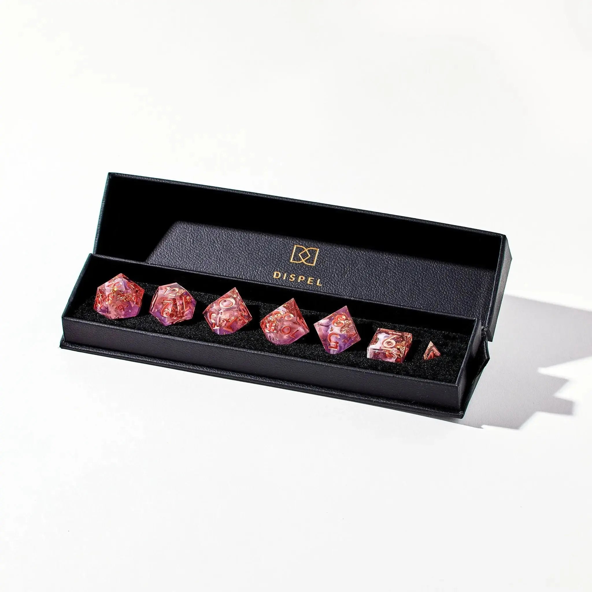 Coral Rose 7-Piece Polyhedral Dice Set - Dispel Dice - Premium DnD Dice & Accessories