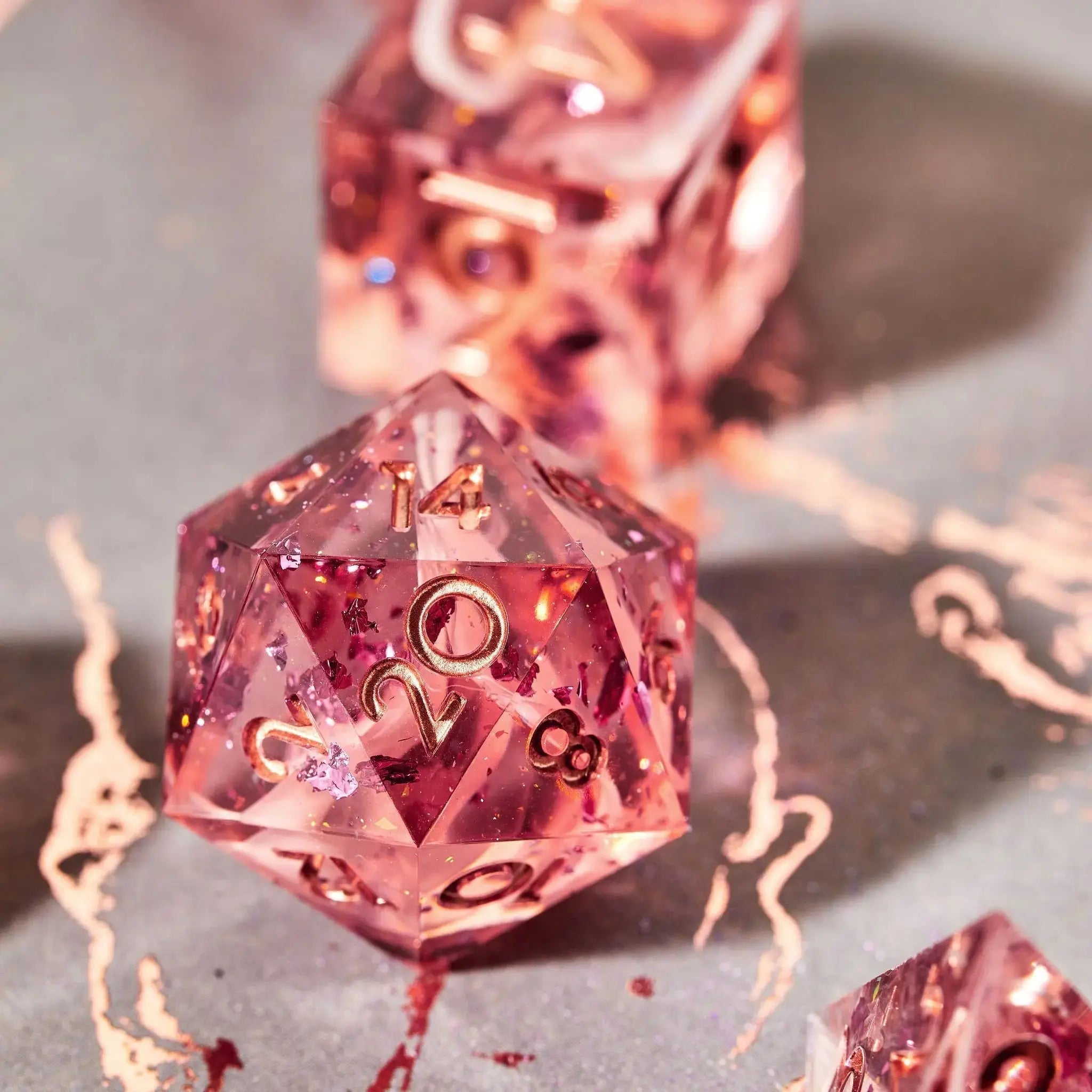 Coral Rose 7-Piece Polyhedral Dice Set - Dispel Dice - Premium DnD Dice & Accessories