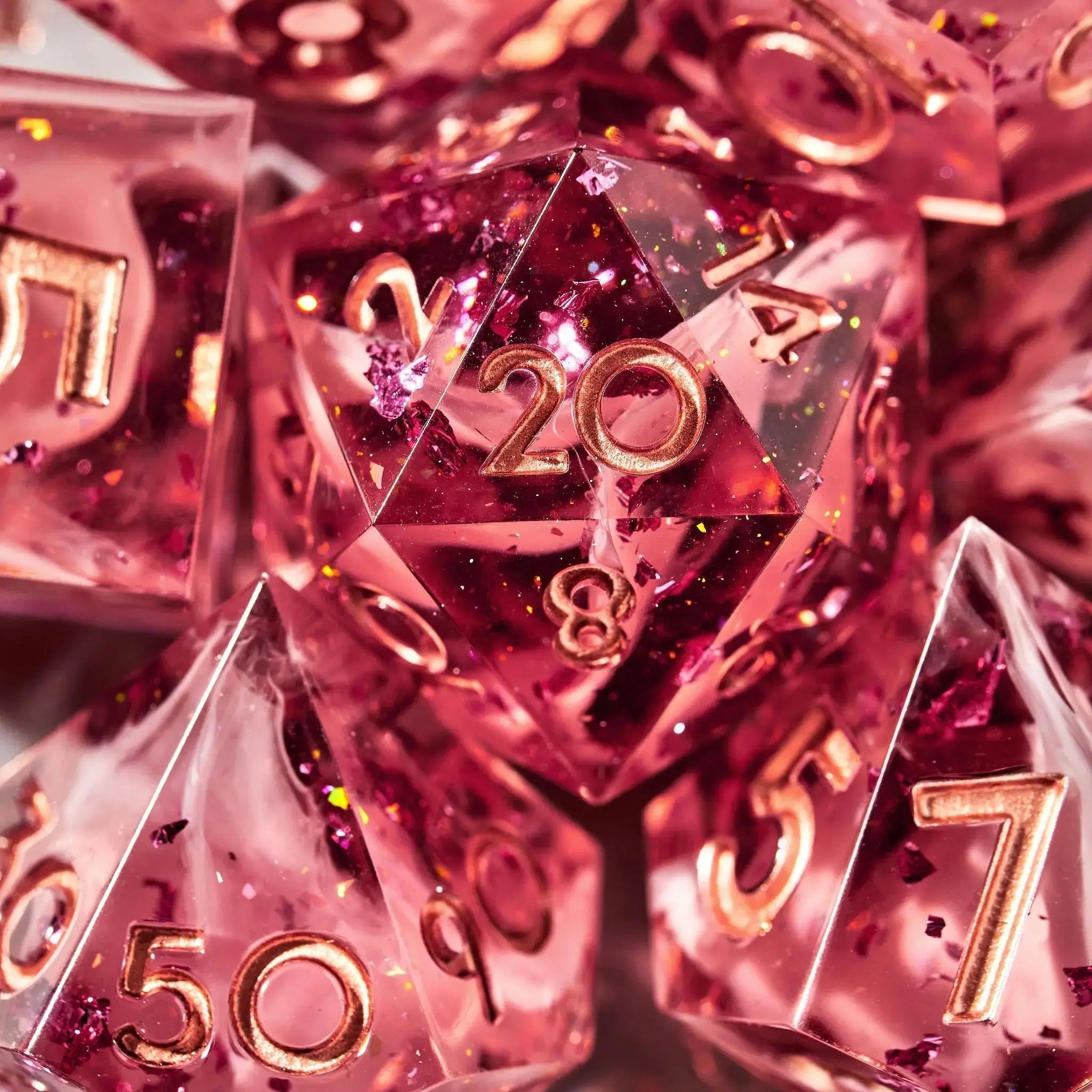 Coral Rose 7-Piece Polyhedral Dice Set - Dispel Dice - Premium DnD Dice & Accessories