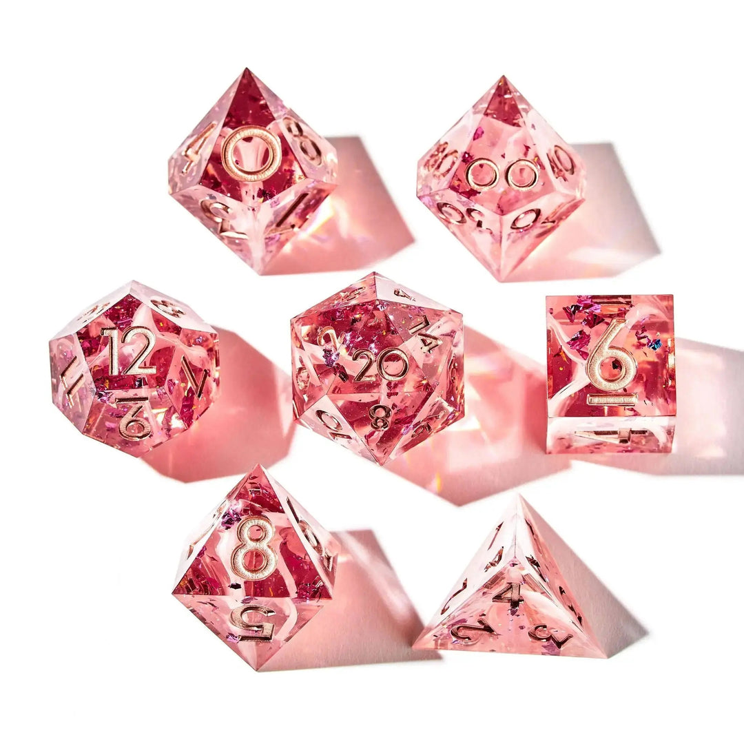 Coral Rose 7-Piece Polyhedral Dice Set - Dispel Dice - Premium DnD Dice & Accessories