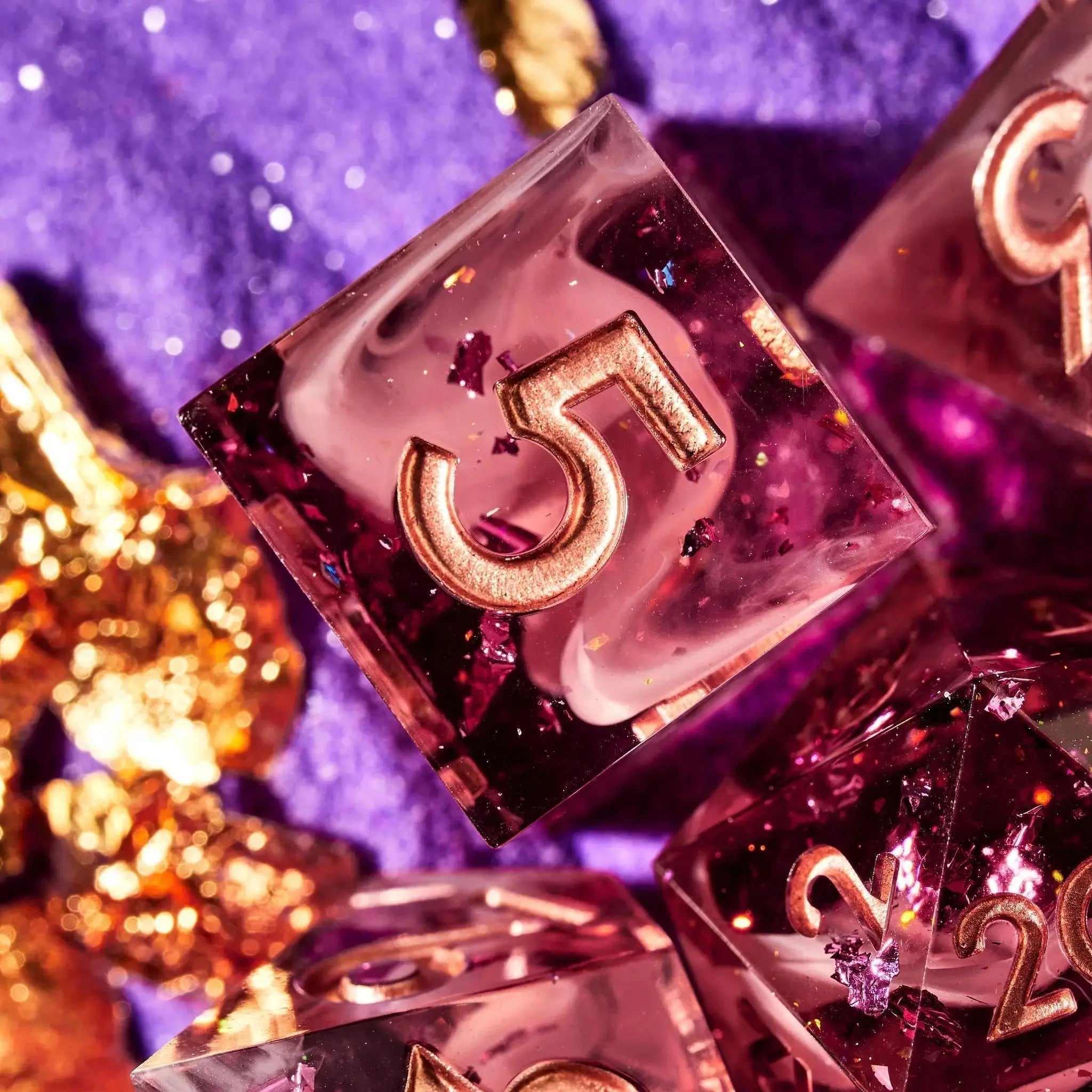 Coral Rose 7-Piece Polyhedral Dice Set - Dispel Dice - Premium DnD Dice & Accessories