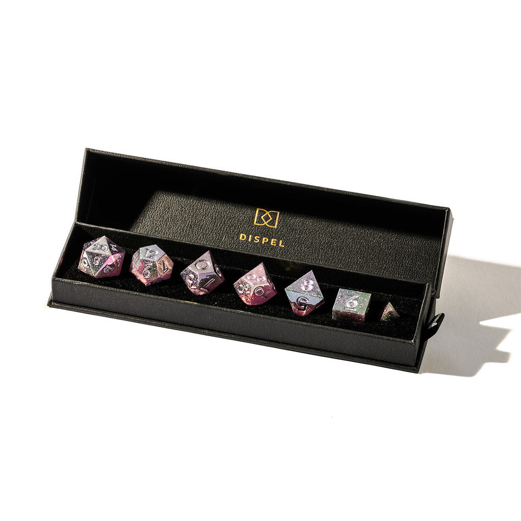 Heart Blush 7-Piece Iridescent Standard Dice Set - Dispel Dice - Premium DnD Dice & Accessories # #