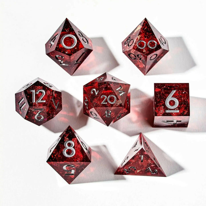 Crimson Nebula 7-Piece Polyhedral Dice Set - Dispel Dice - Premium DnD Dice & Accessories