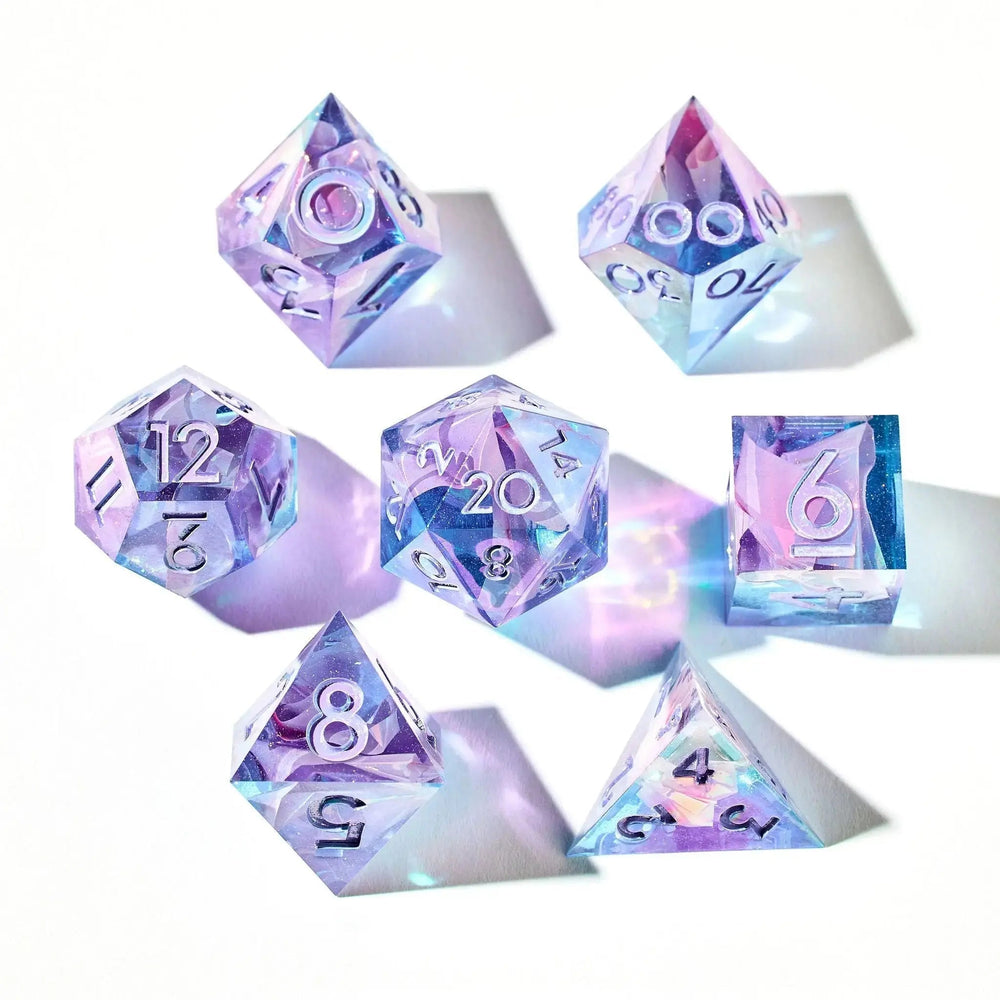 Crystalline Wings 7-Piece Iridescent Dice Set - Dispel Dice - Premium DnD Dice & Accessories