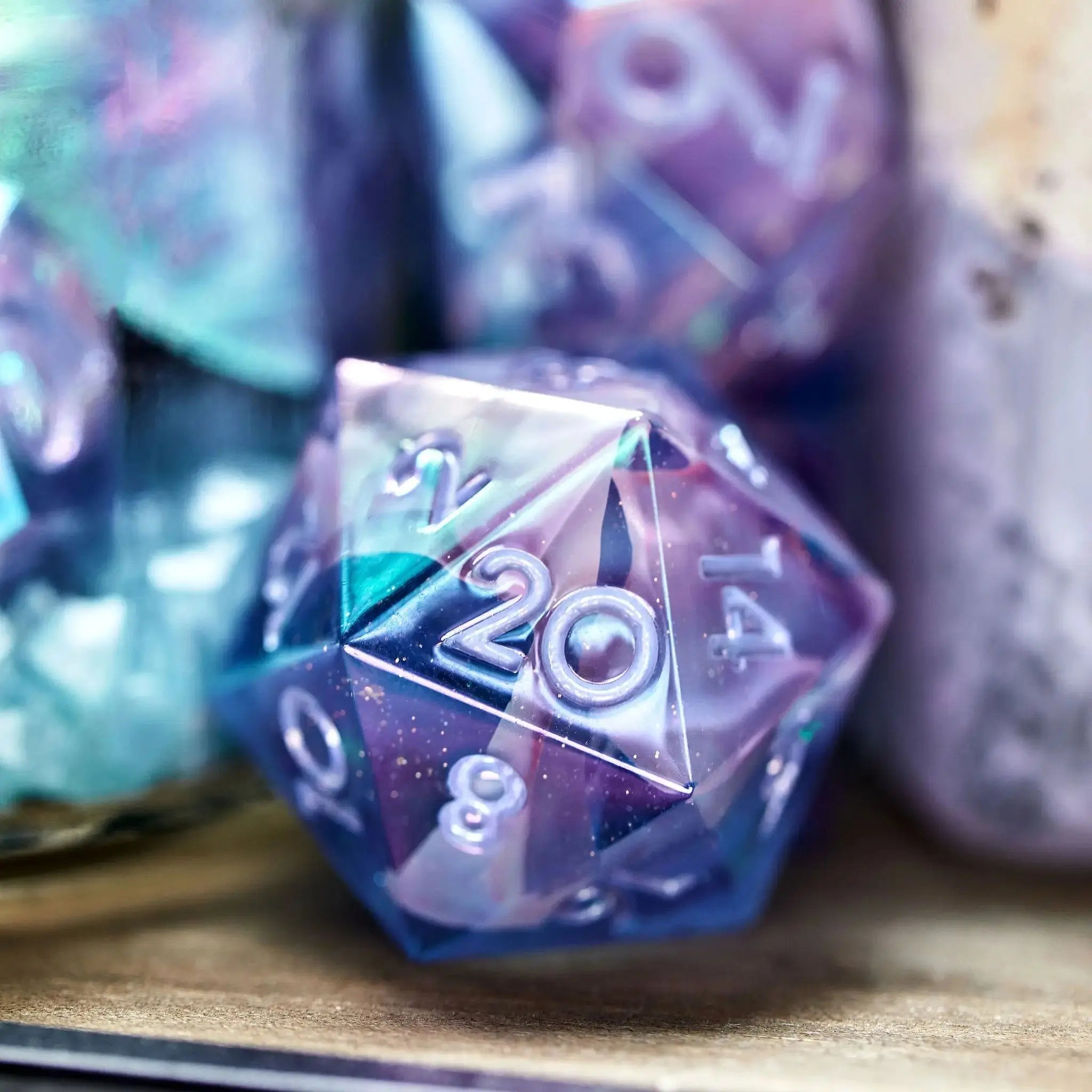 Crystalline Wings 7-Piece Iridescent Dice Set - Dispel Dice - Premium DnD Dice & Accessories