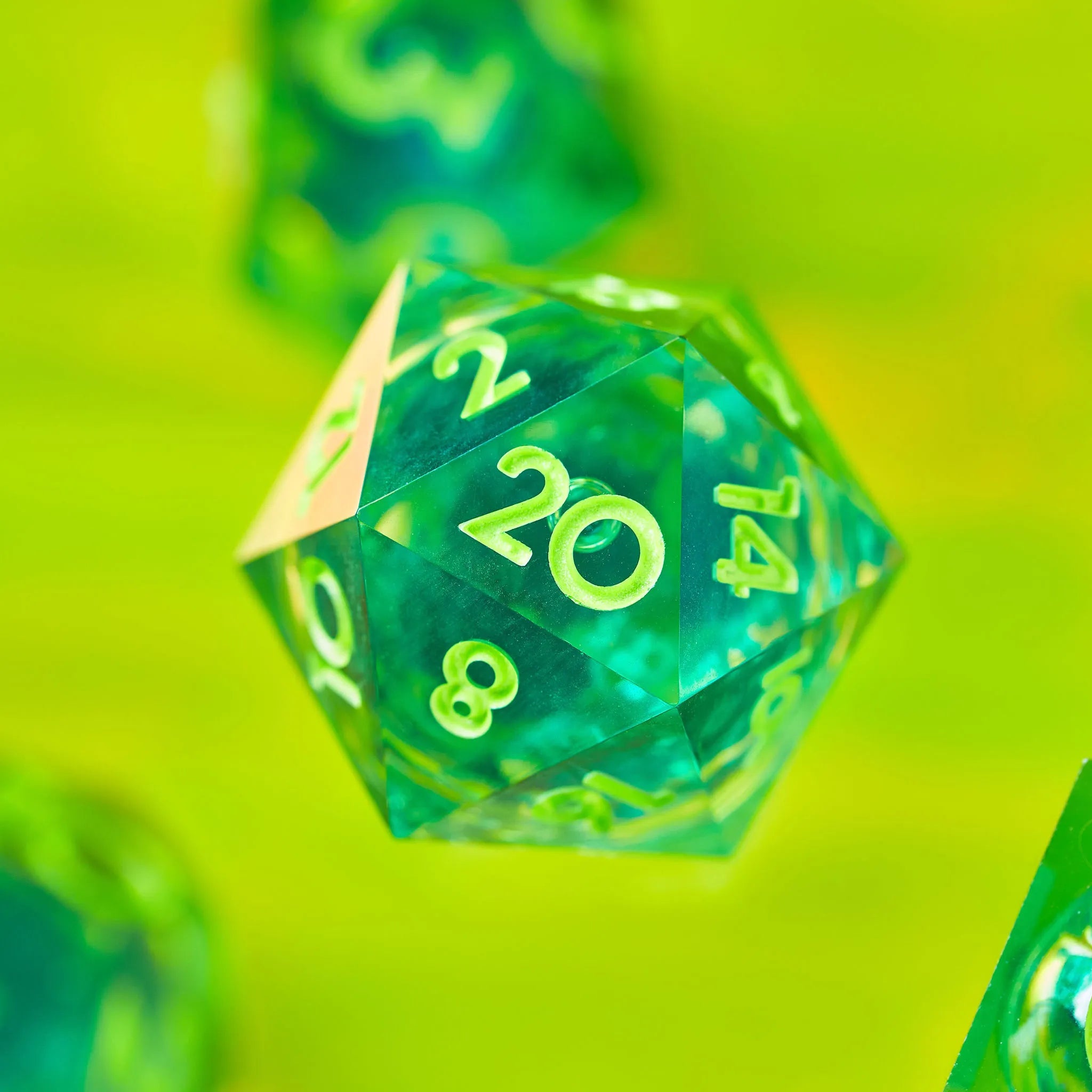 Green Gamer Juice 7-Piece Liquid Core Dice Set - Dispel Dice - Premium DnD Dice & Accessories