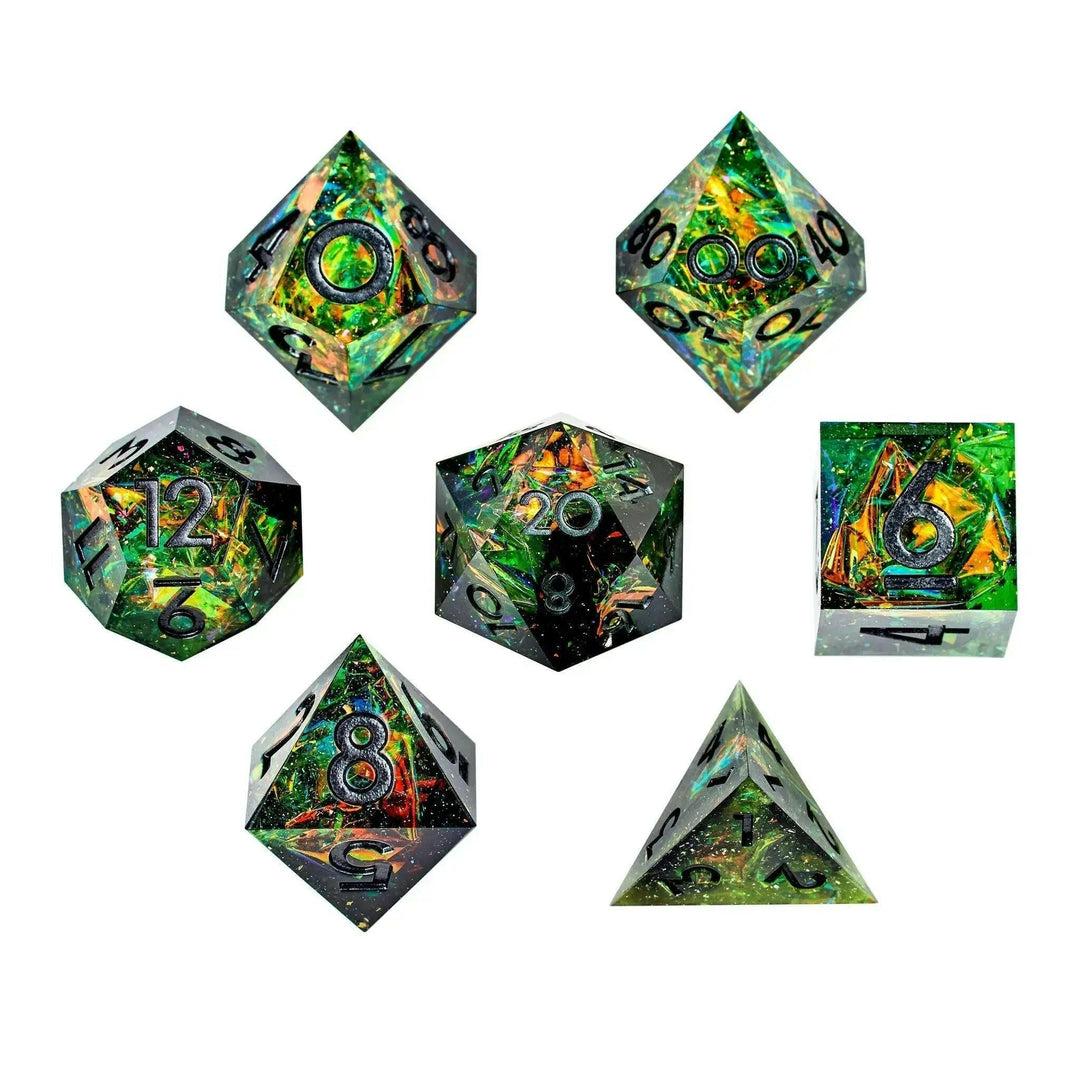 Eldritch Fire 7-Piece Polyhedral Dice Set - Dispel Dice - Premium DnD Dice & Accessories