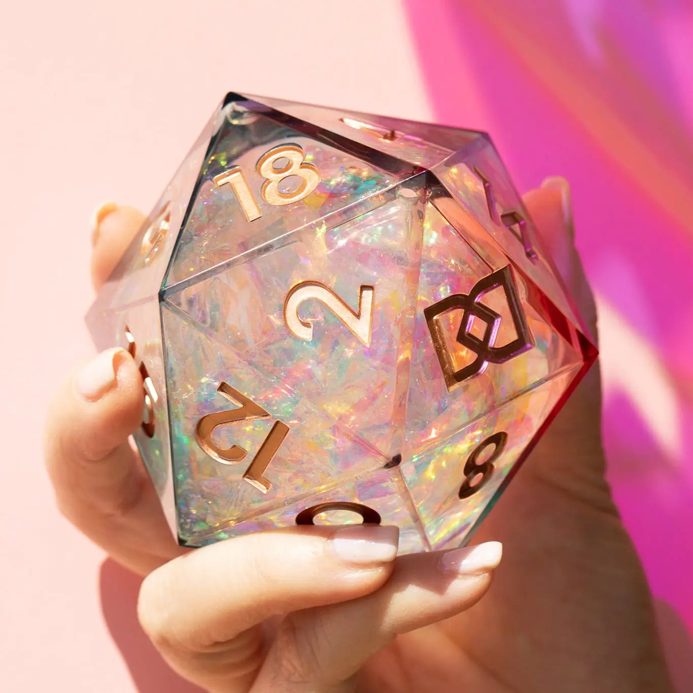 Enemies to Lovers Liquid Core 95mm Chonk D20 - Dispel Dice - Premium DnD Dice & Accessories