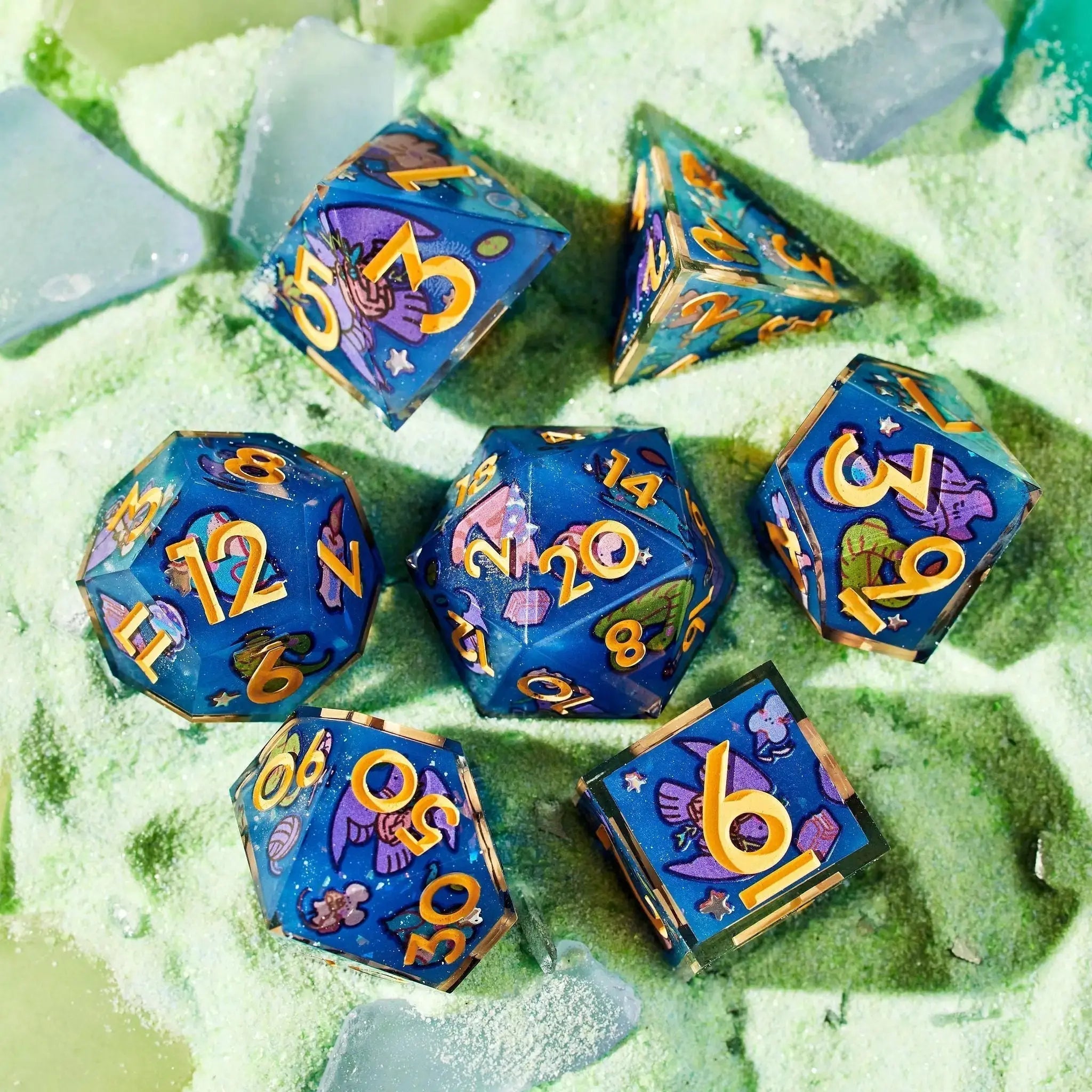 Find Familiar 7-Piece Iconic Dice Set - Dispel Dice - Premium DnD Dice & Accessories