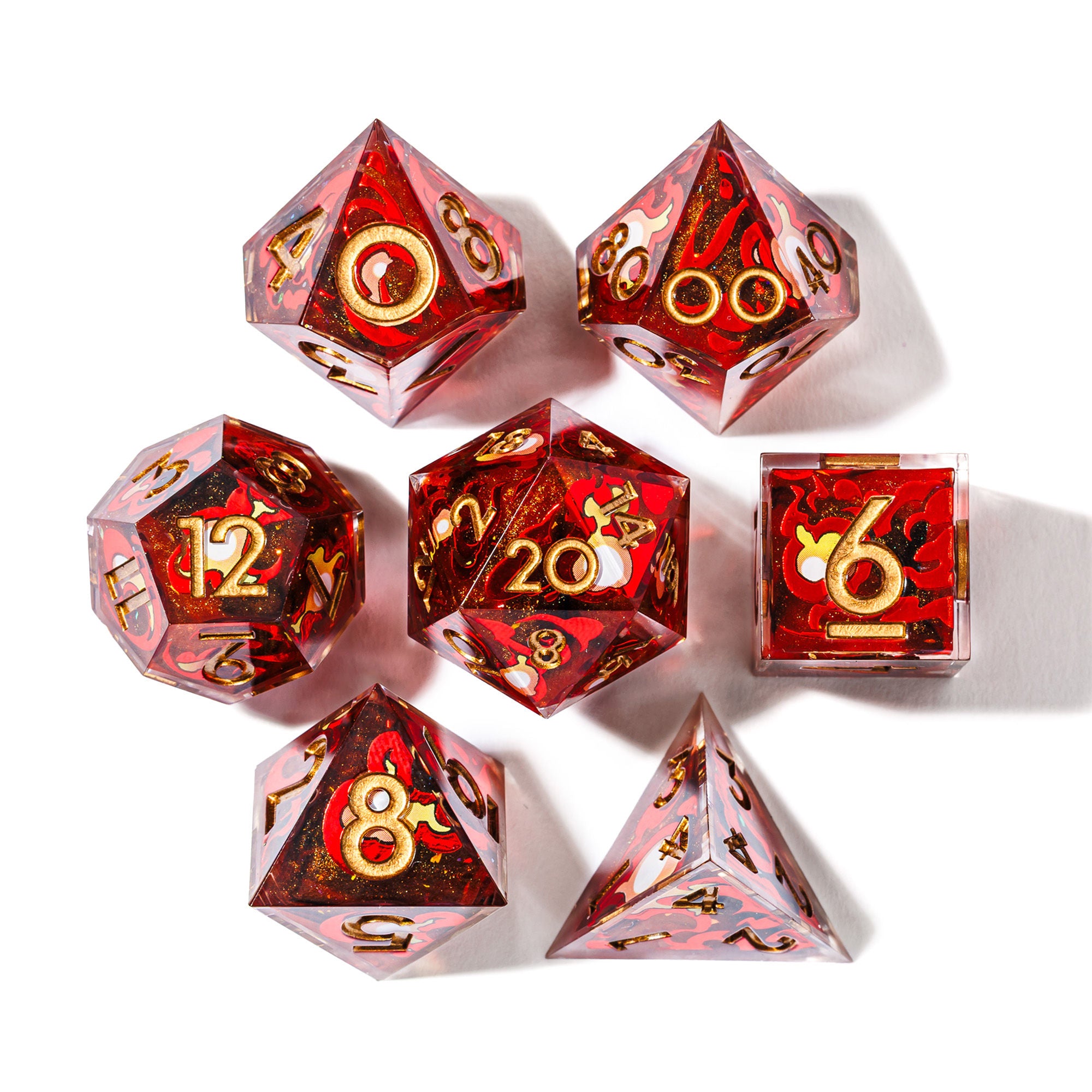 Fireball 7-Piece Iconic Dice Set - Dispel Dice - Premium DnD Dice & Accessories # #